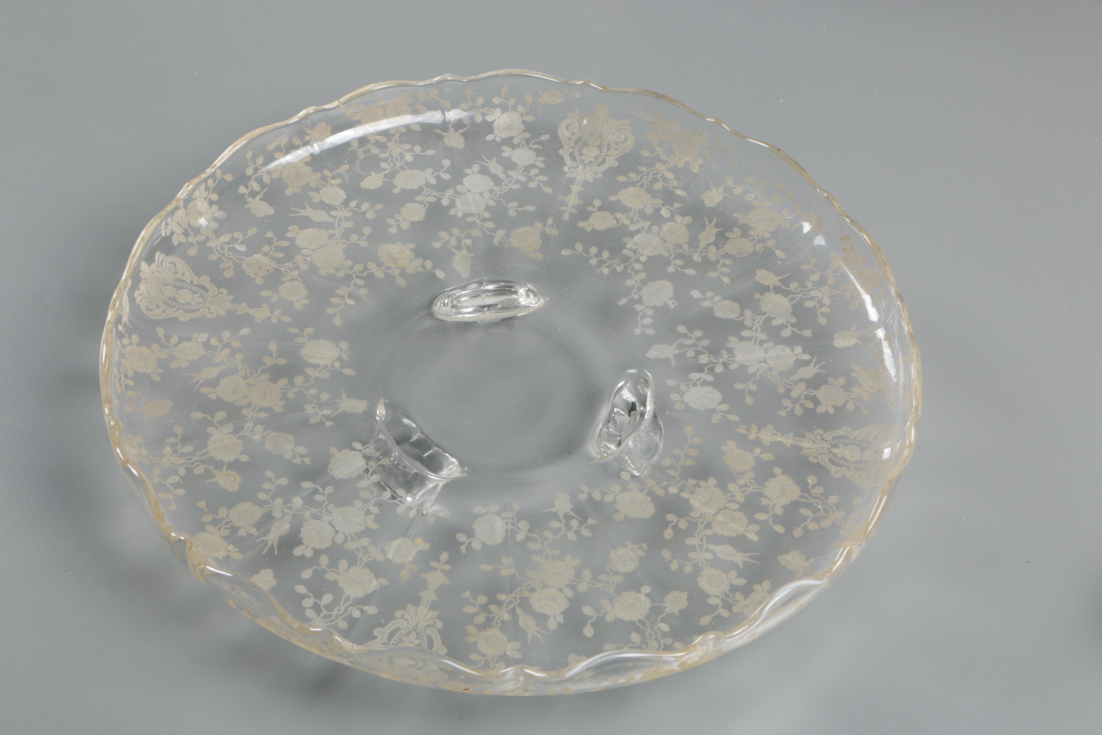 Bernardaud "Bengali" Cake Plate with Vintage Glass Platter and Haviland Plate