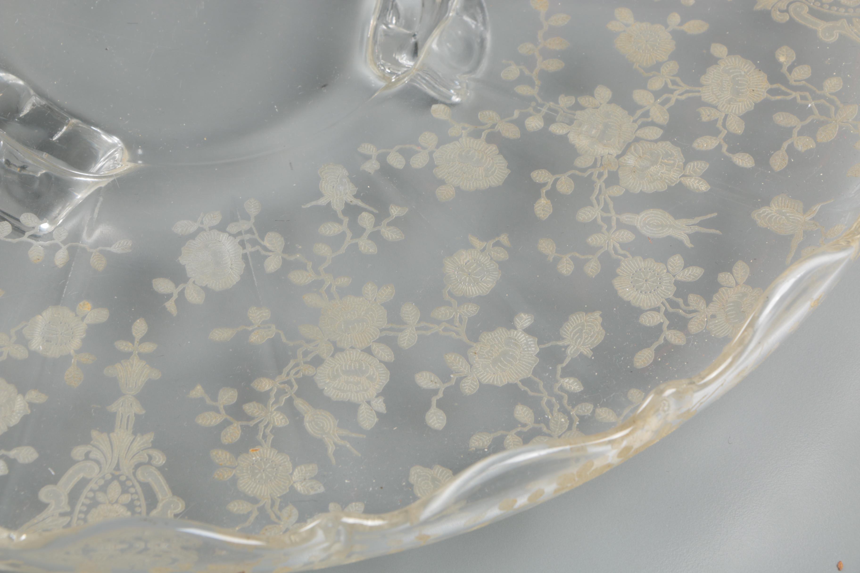 Bernardaud "Bengali" Cake Plate with Vintage Glass Platter and Haviland Plate