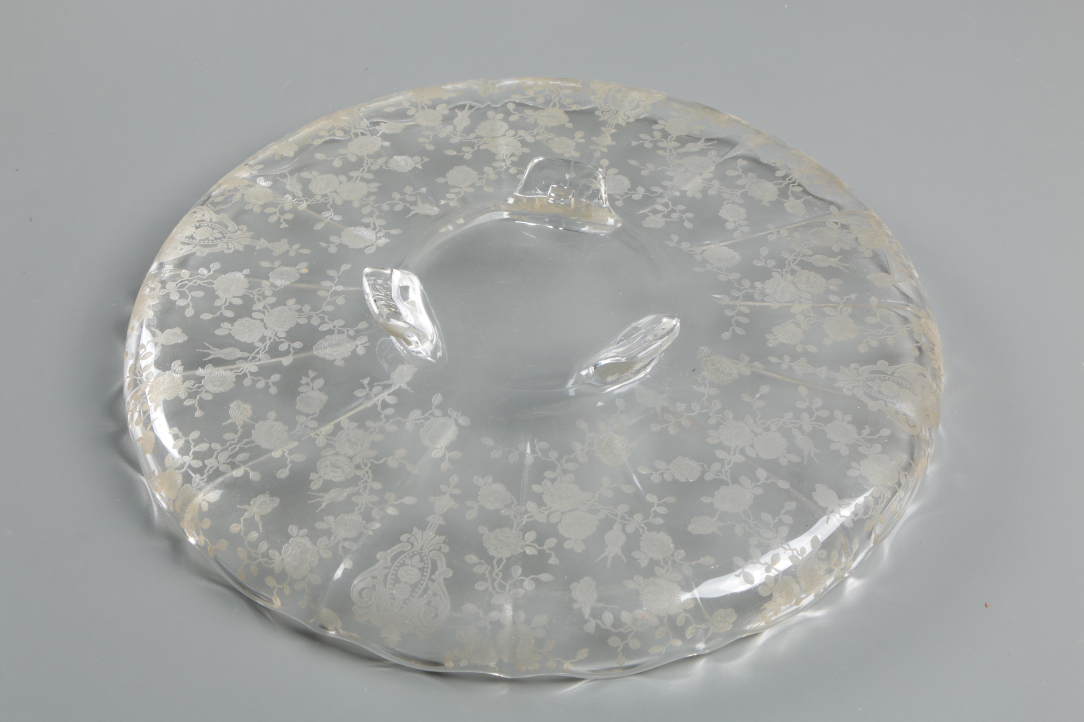 Bernardaud "Bengali" Cake Plate with Vintage Glass Platter and Haviland Plate