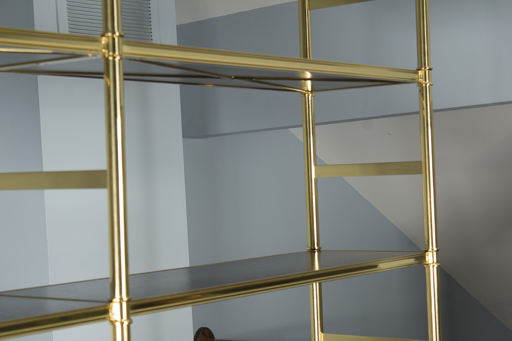 Hollywood Regency Style Gold Shelving Units