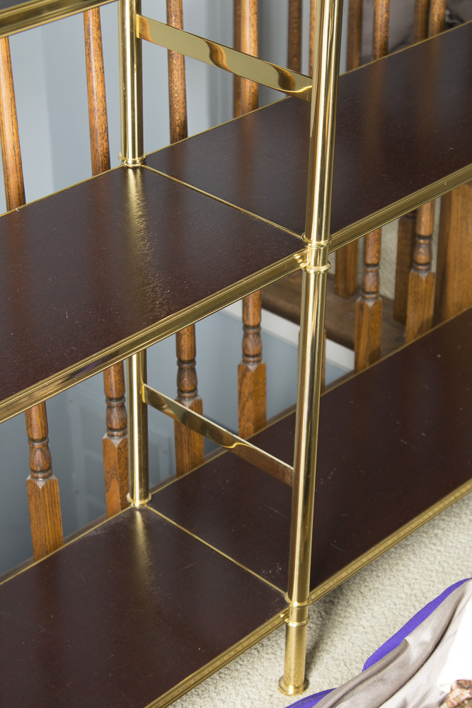 Hollywood Regency Style Gold Shelving Units