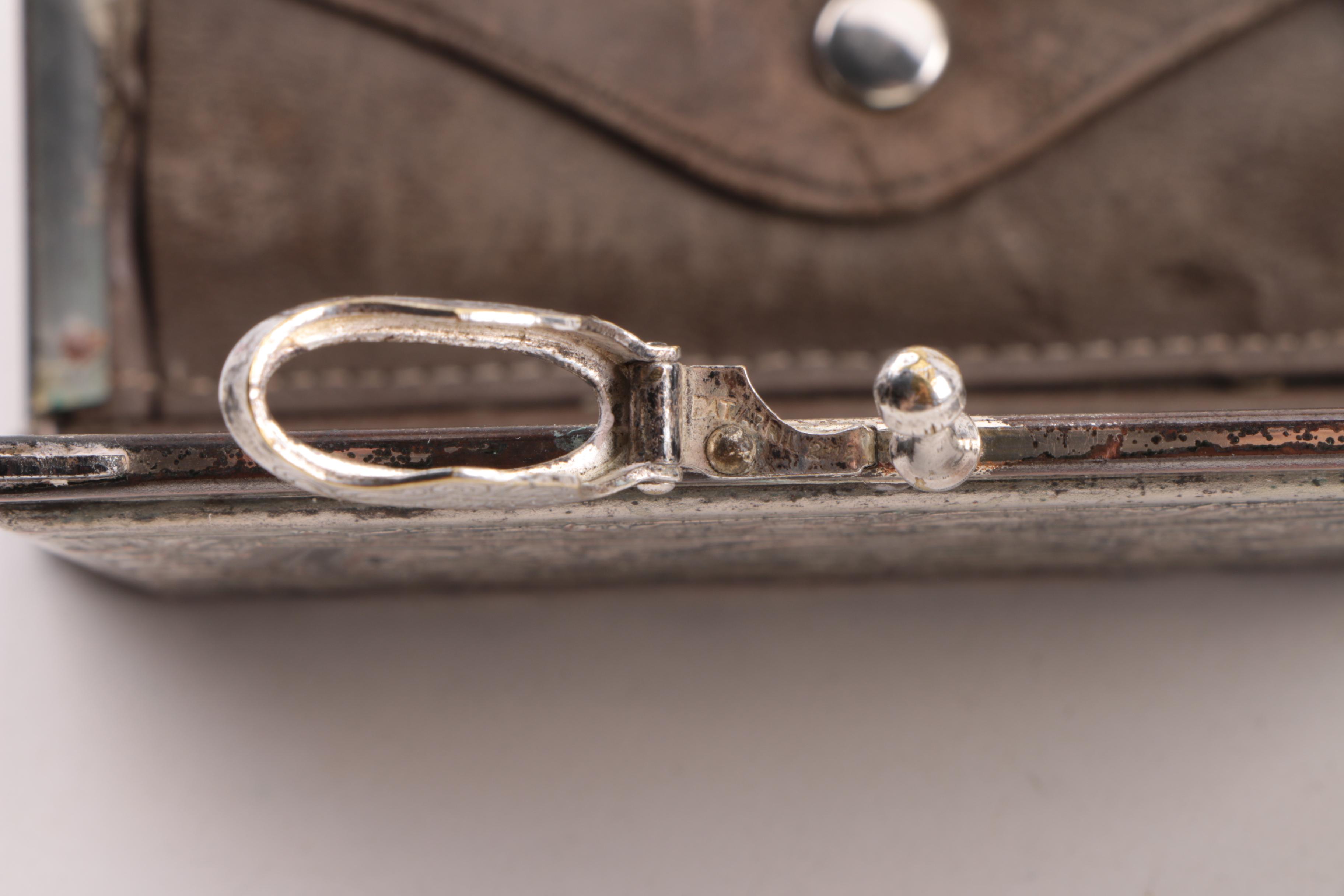 1920s Whiting & Davis Compact Top Evening Bag with Opera Glasses and Case Wallet