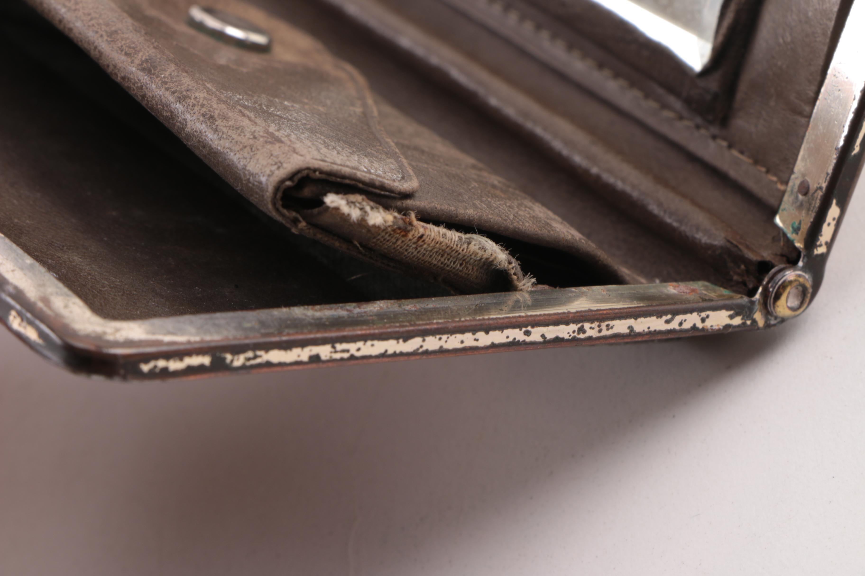 1920s Whiting & Davis Compact Top Evening Bag with Opera Glasses and Case Wallet