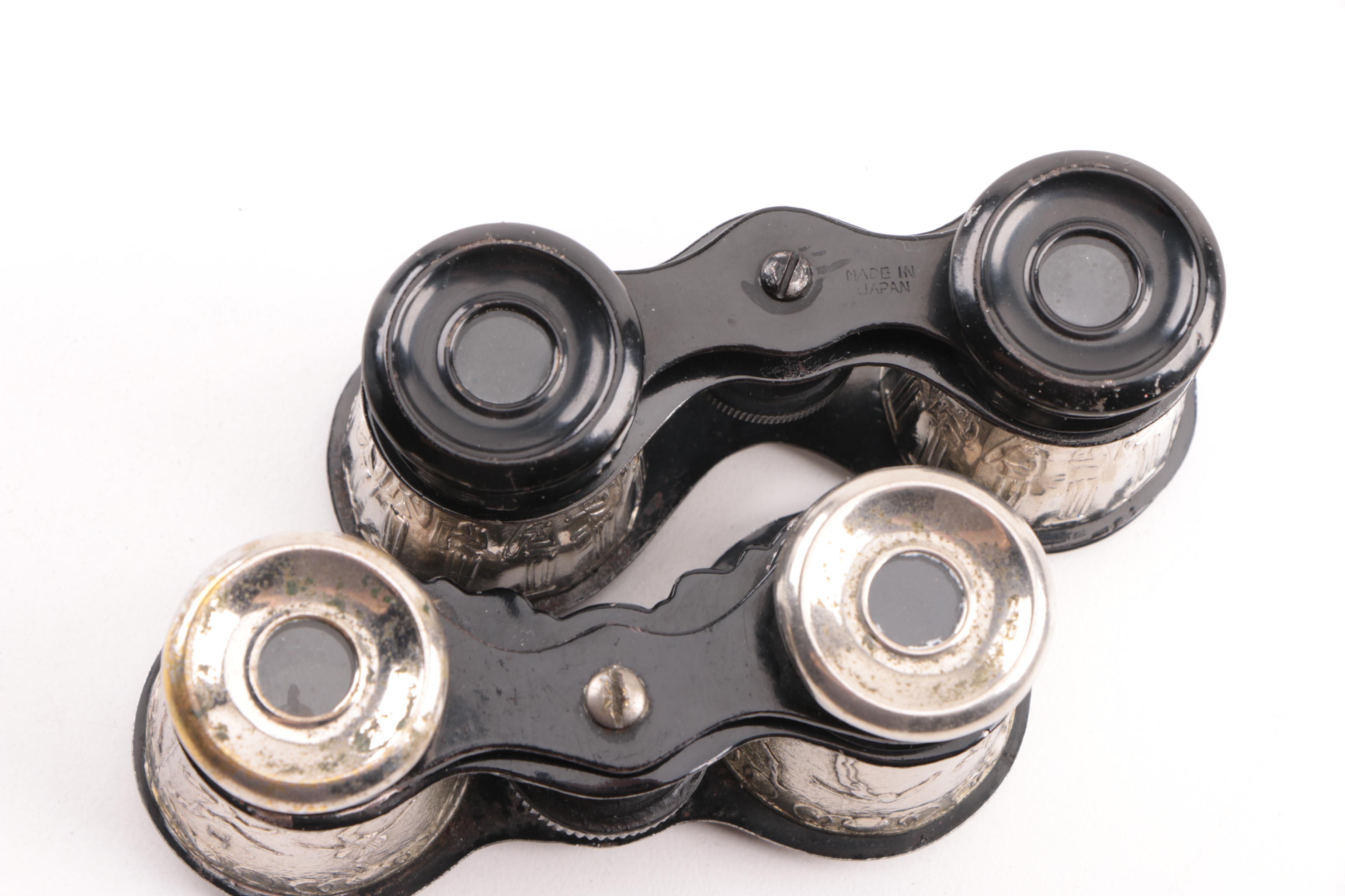 1920s Whiting & Davis Compact Top Evening Bag with Opera Glasses and Case Wallet