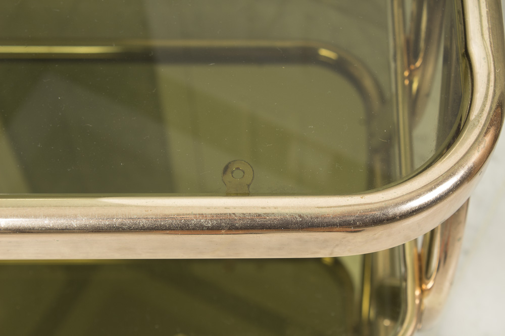 Smoky Glass and Mirrored Three Tier Gold Cart