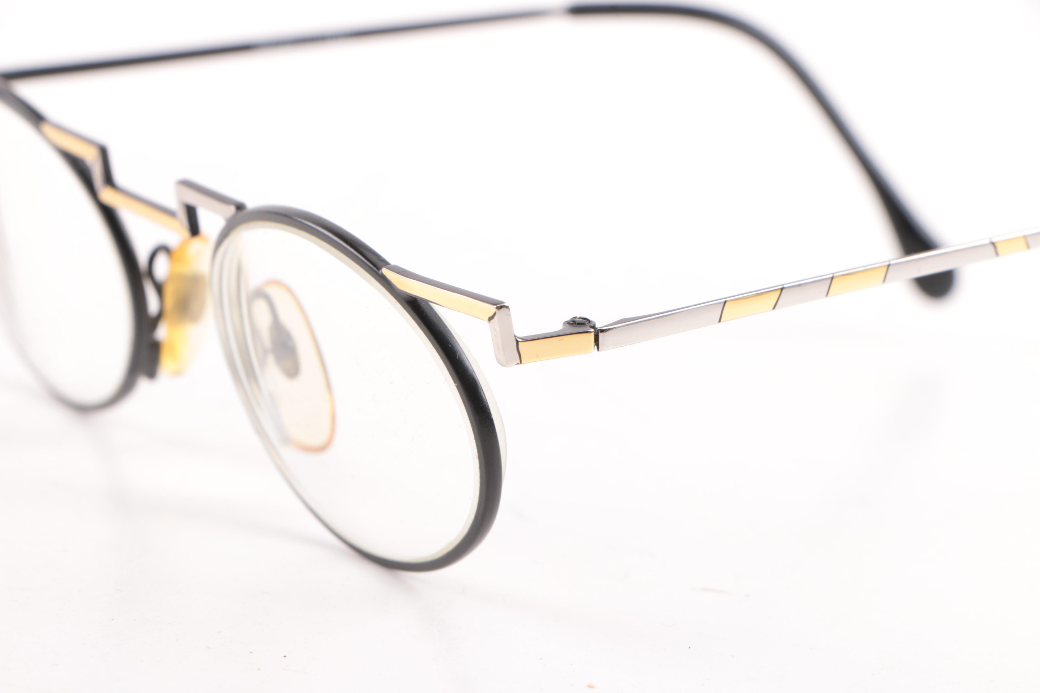 Taxi Geometric Metal Frame Prescription Eyeglasses with Faux Leather Case