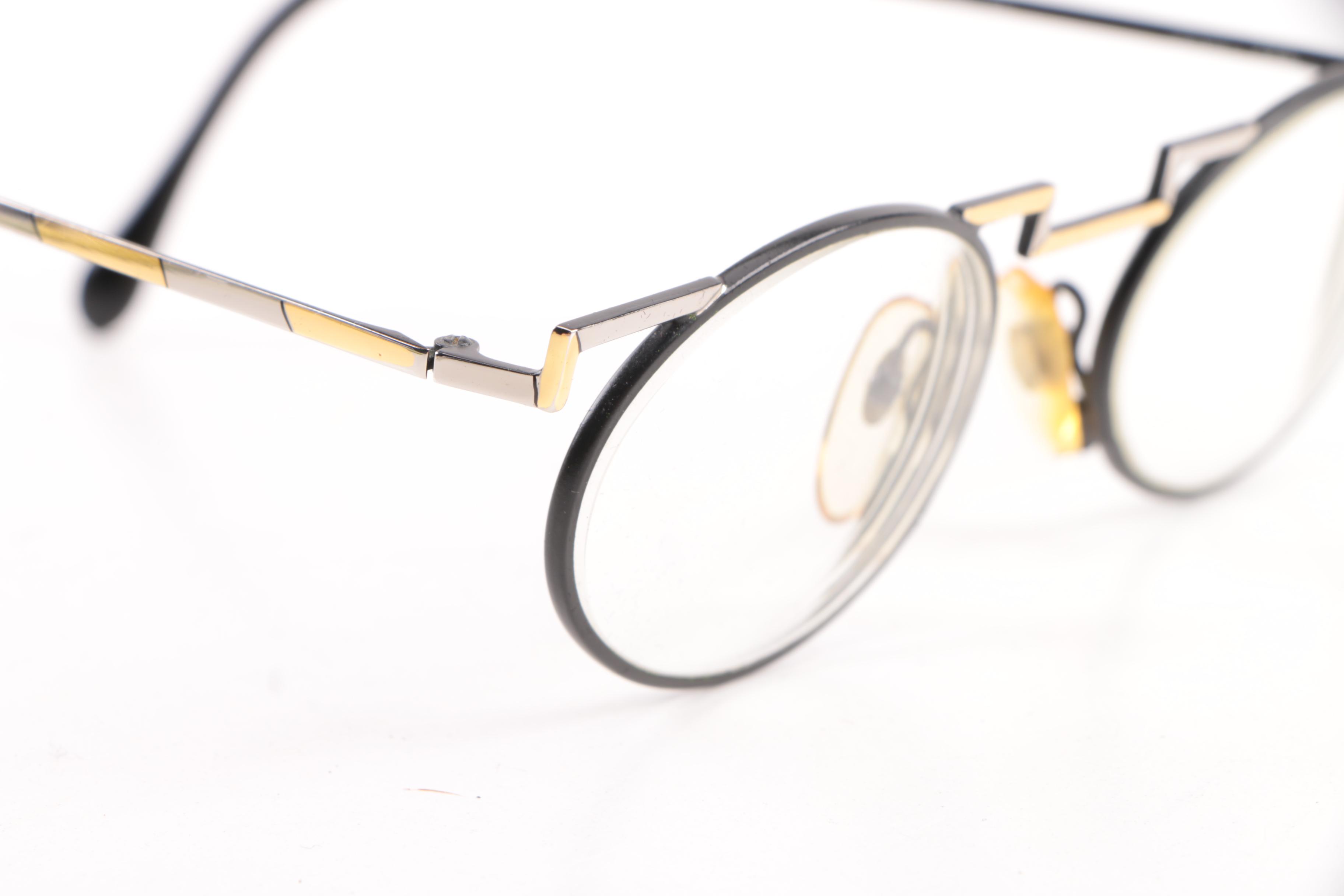 Taxi Geometric Metal Frame Prescription Eyeglasses with Faux Leather Case