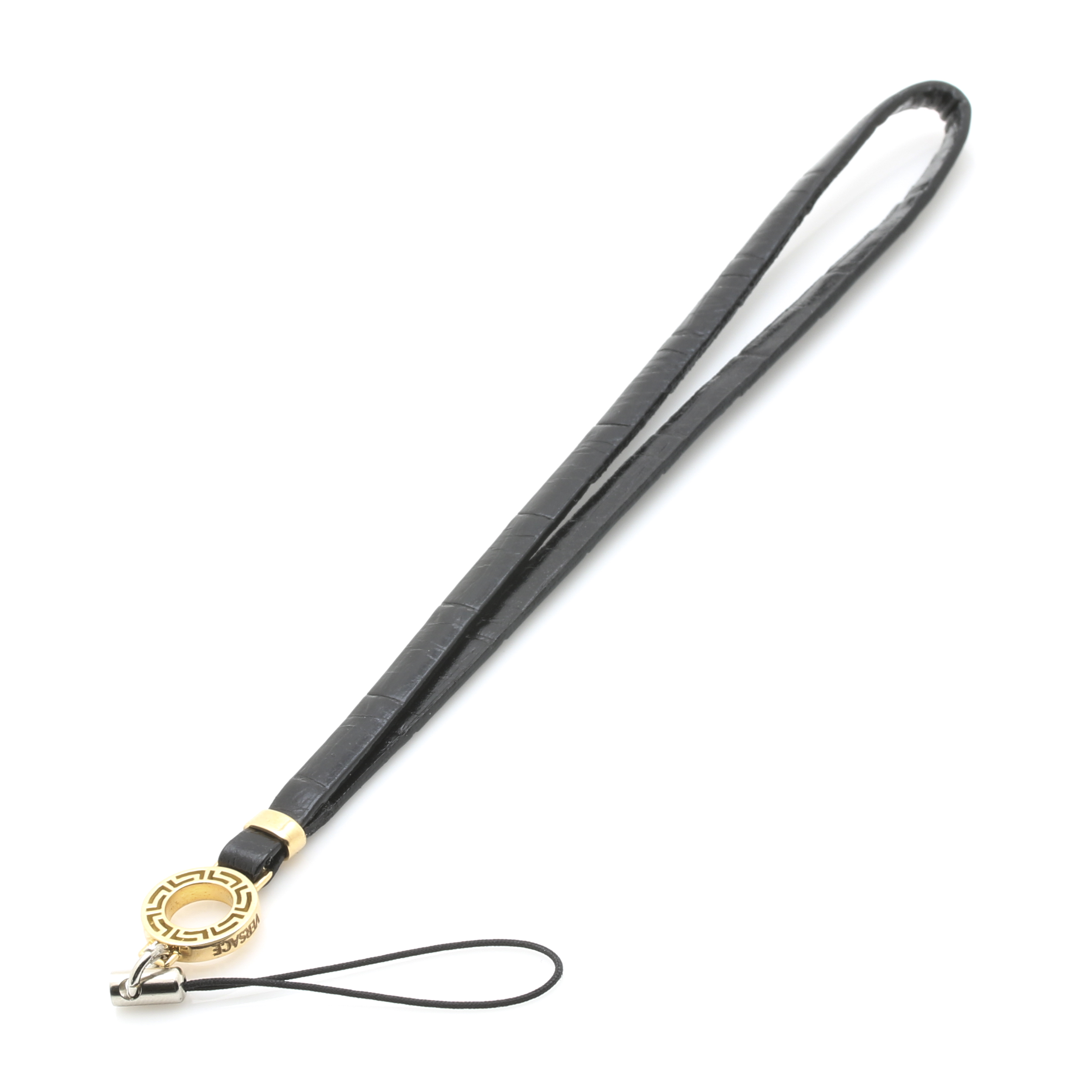 Versace 18K Yellow Gold Leather Phone Lanyard