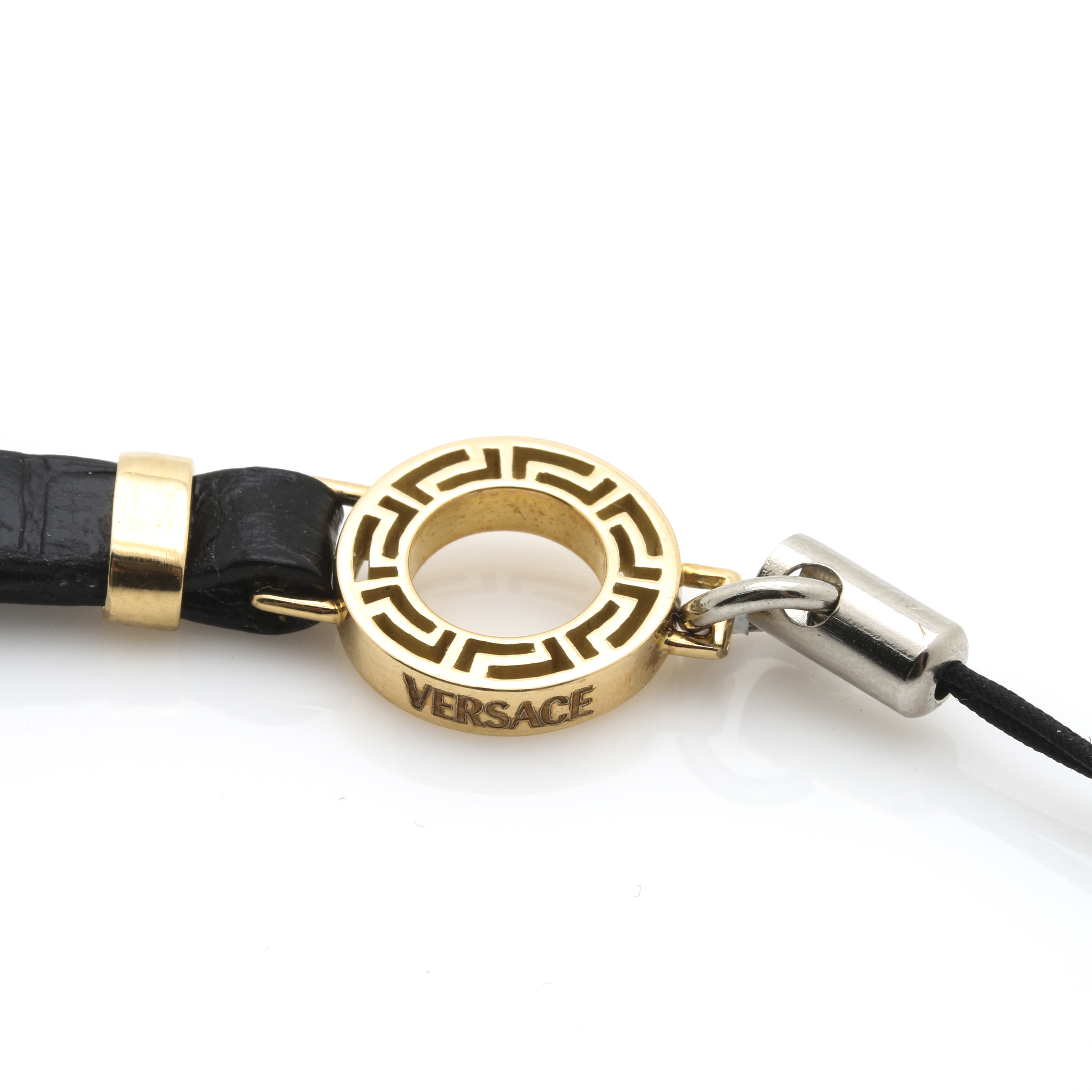 Versace 18K Yellow Gold Leather Phone Lanyard