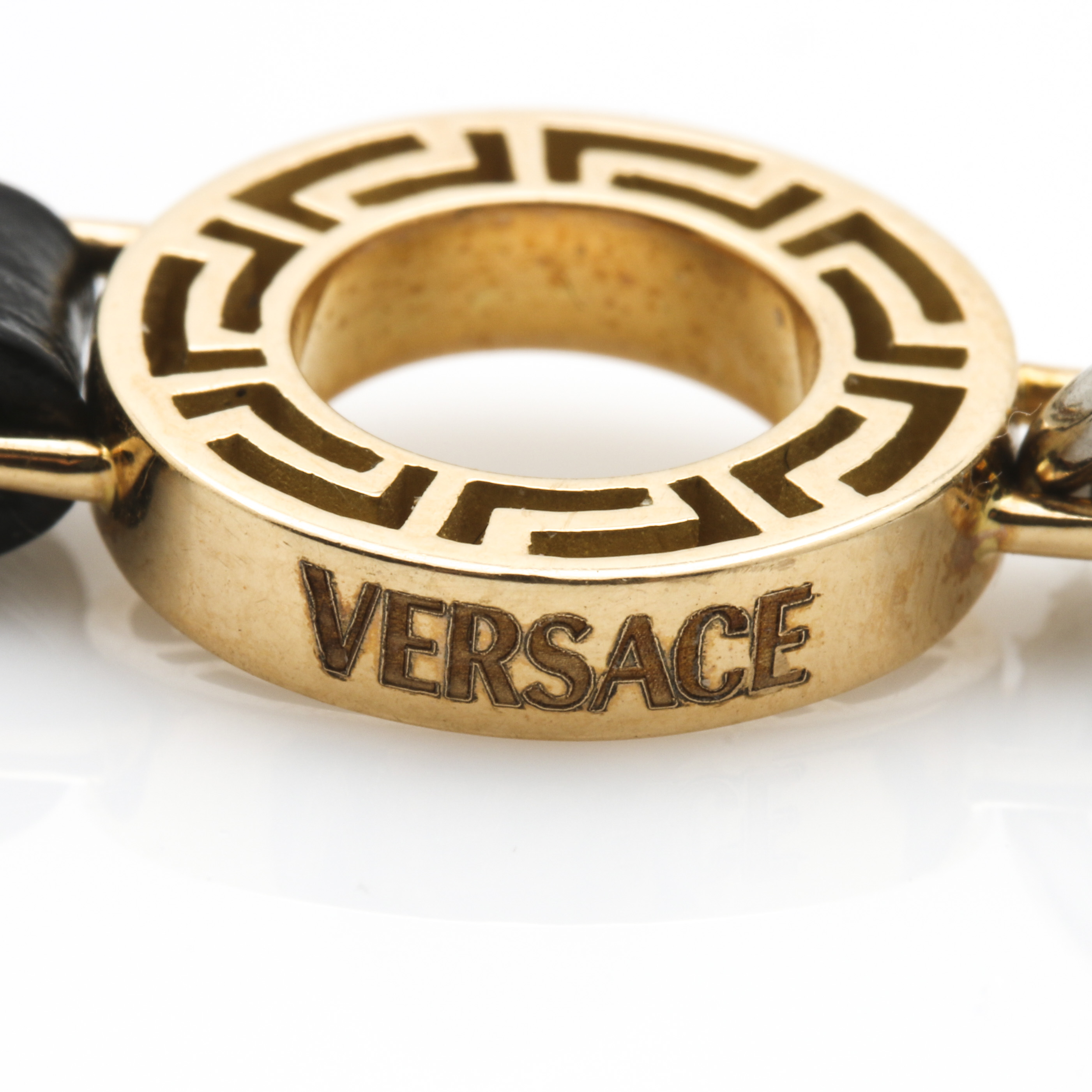 Versace 18K Yellow Gold Leather Phone Lanyard