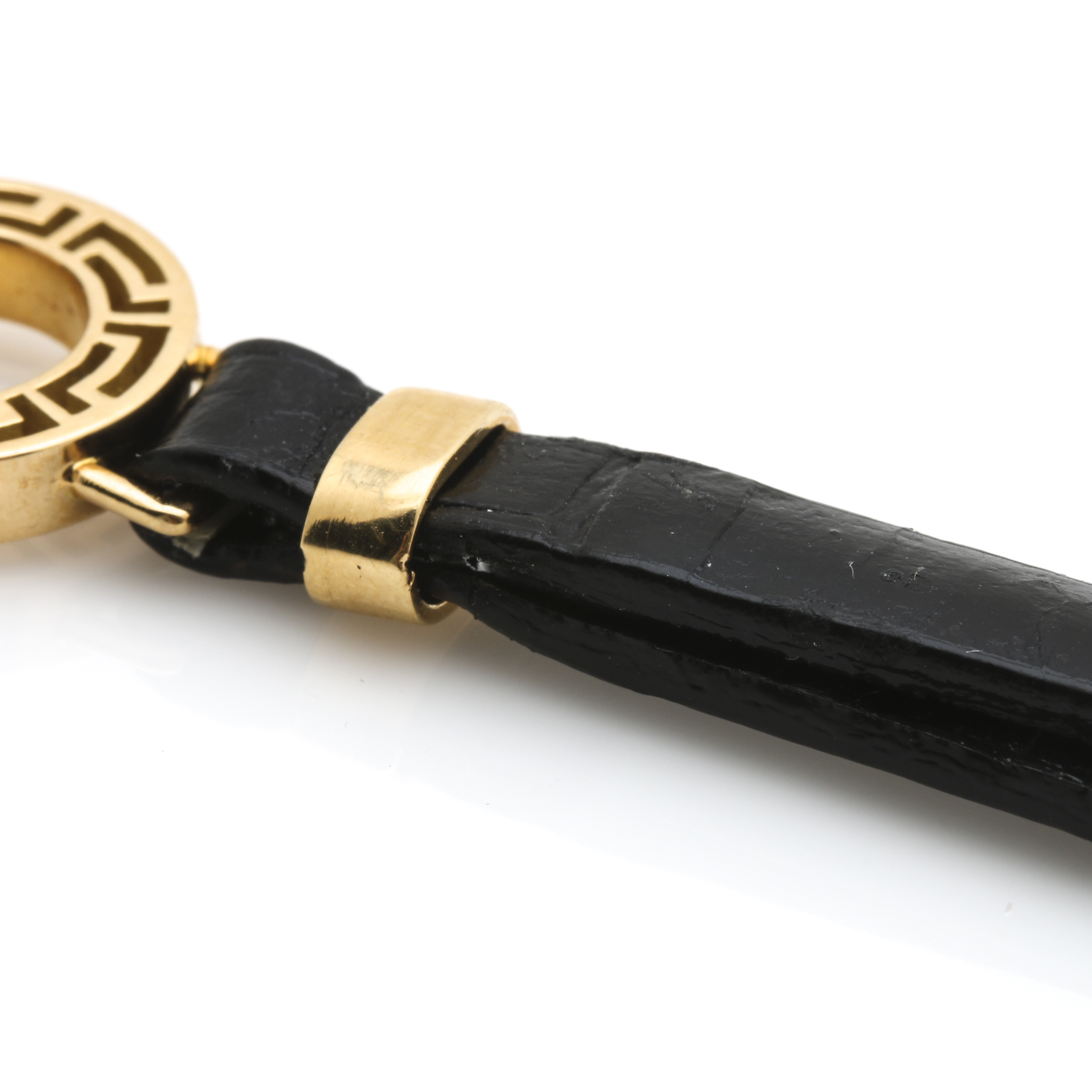 Versace 18K Yellow Gold Leather Phone Lanyard