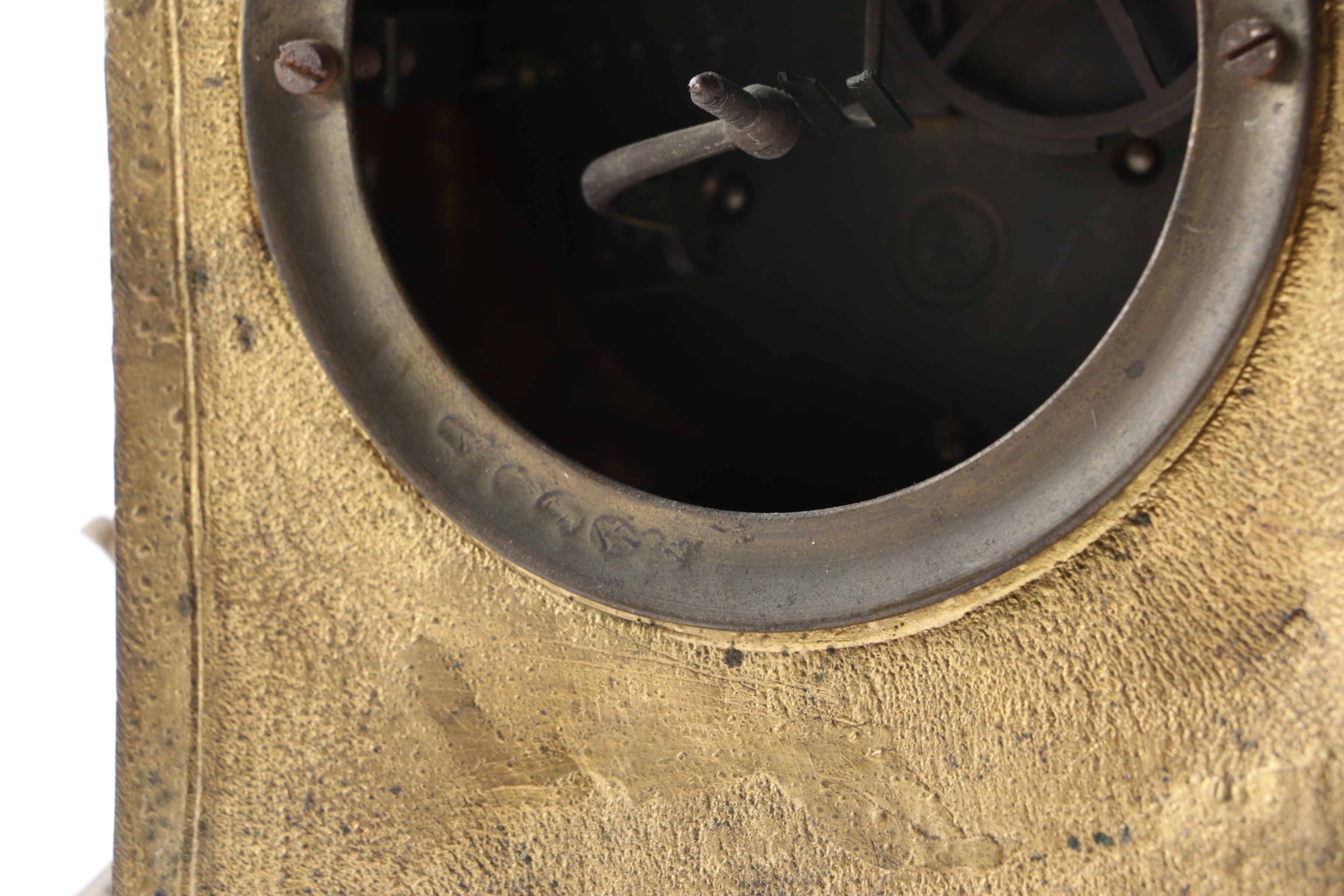 Antique French Japy Freres Sevres Style Brass and Porcelain Mantel Clock