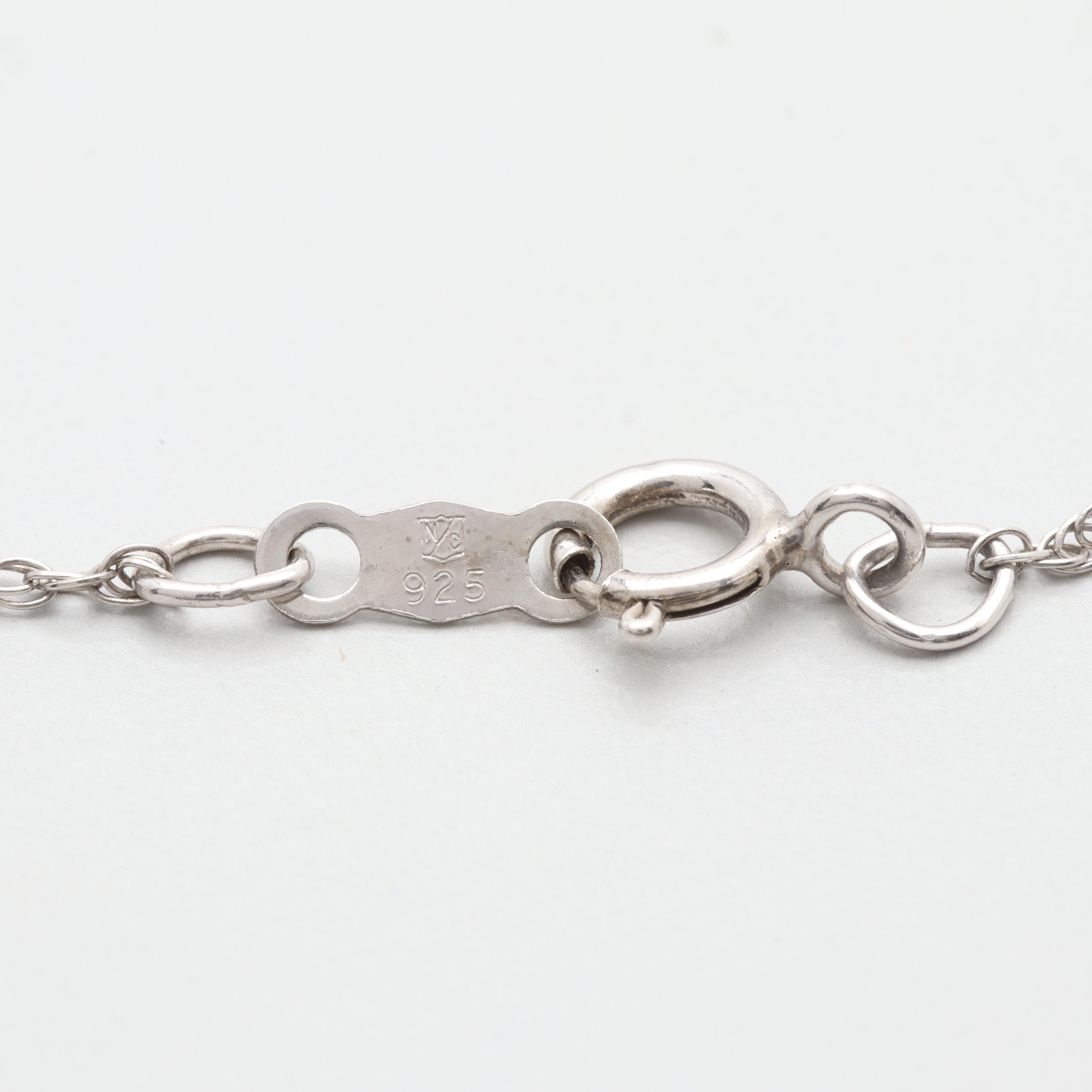 Sterling Silver "I Love You" Diamond Pendant Necklace