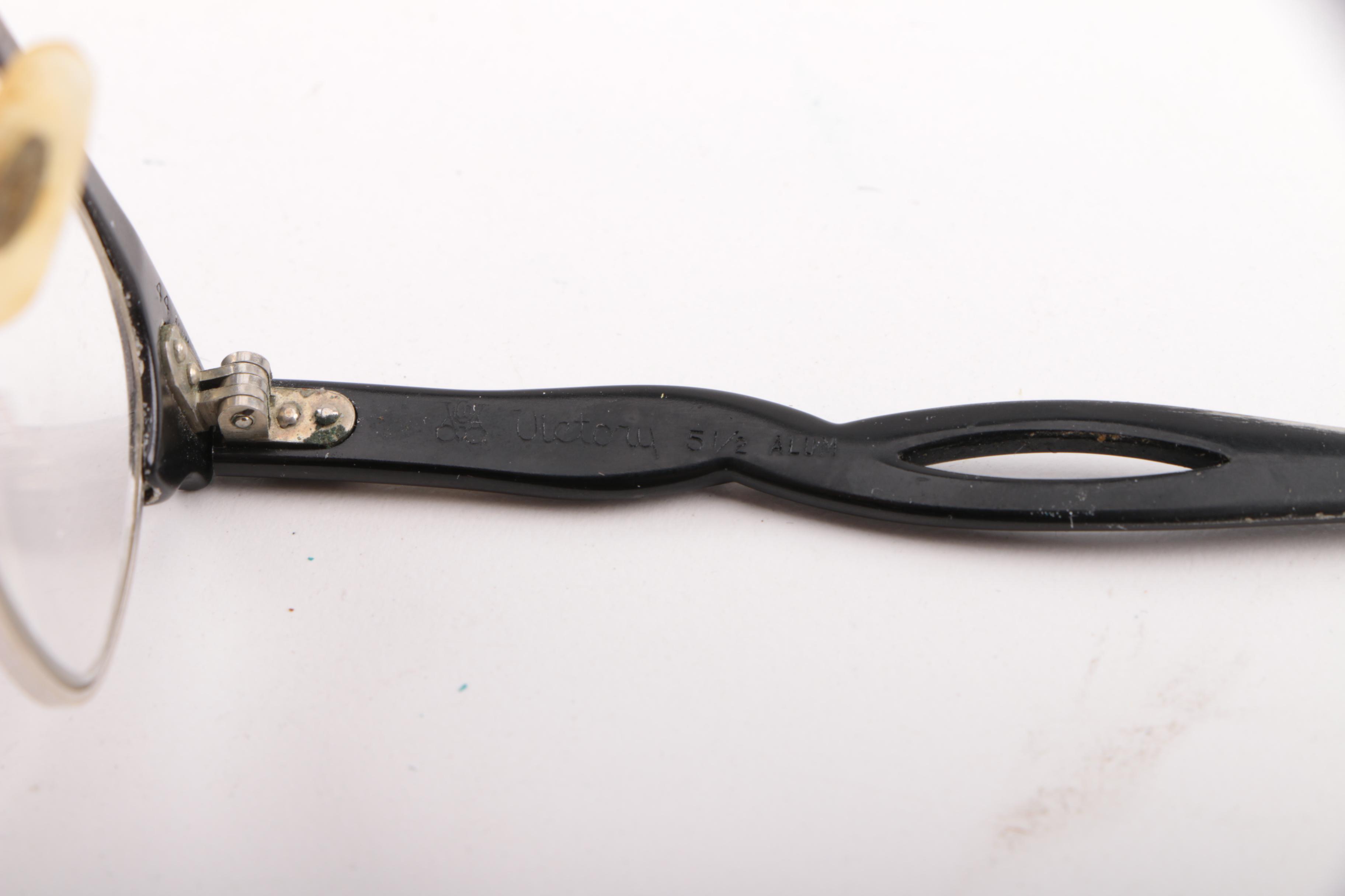 1950s Vintage Etched Cat Eye Prescription Eyeglasses Including Victory