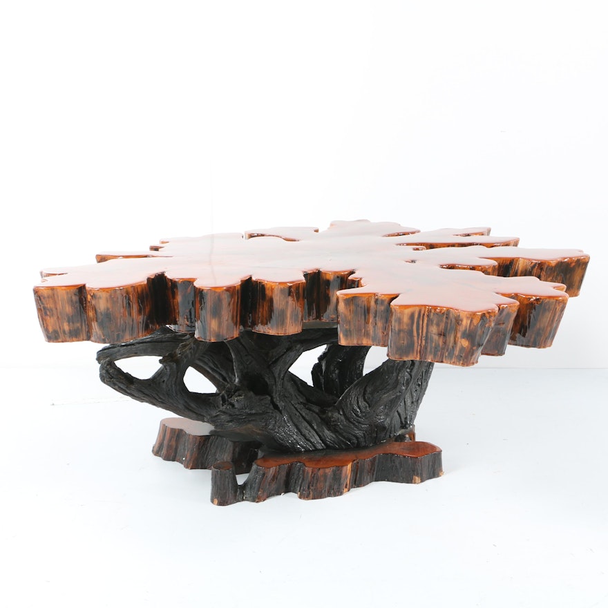 Lacquered Live Edge Wooden Coffee Table