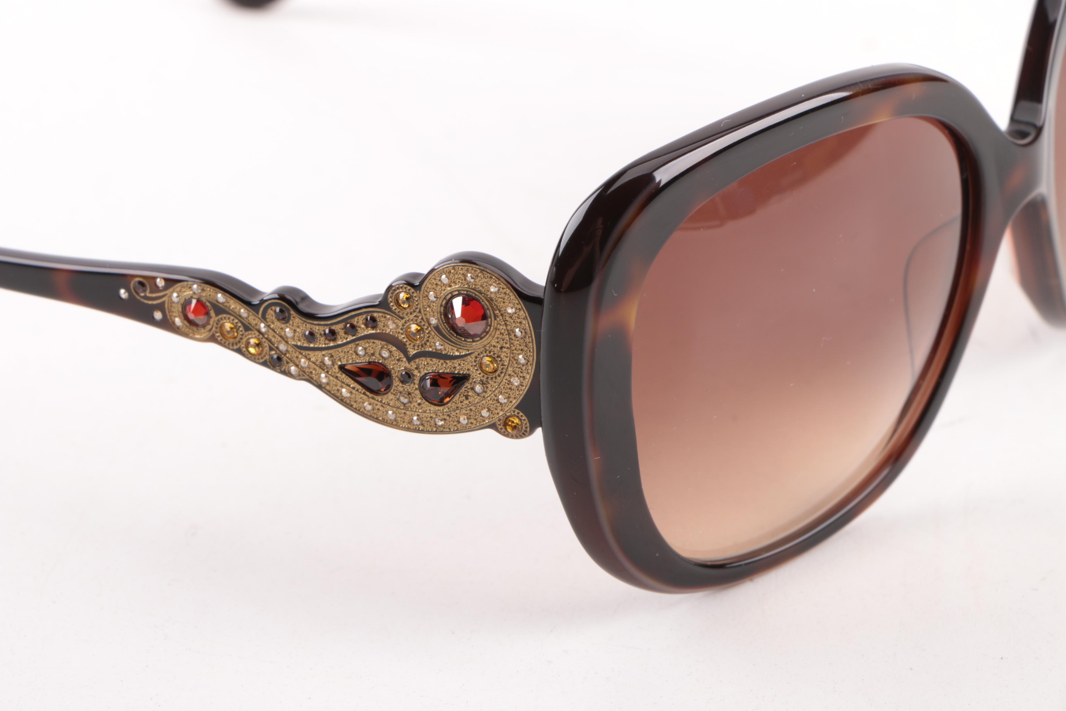 Judith Leiber JL1637 Tortoiseshell Style Rhinestone Sunglasses