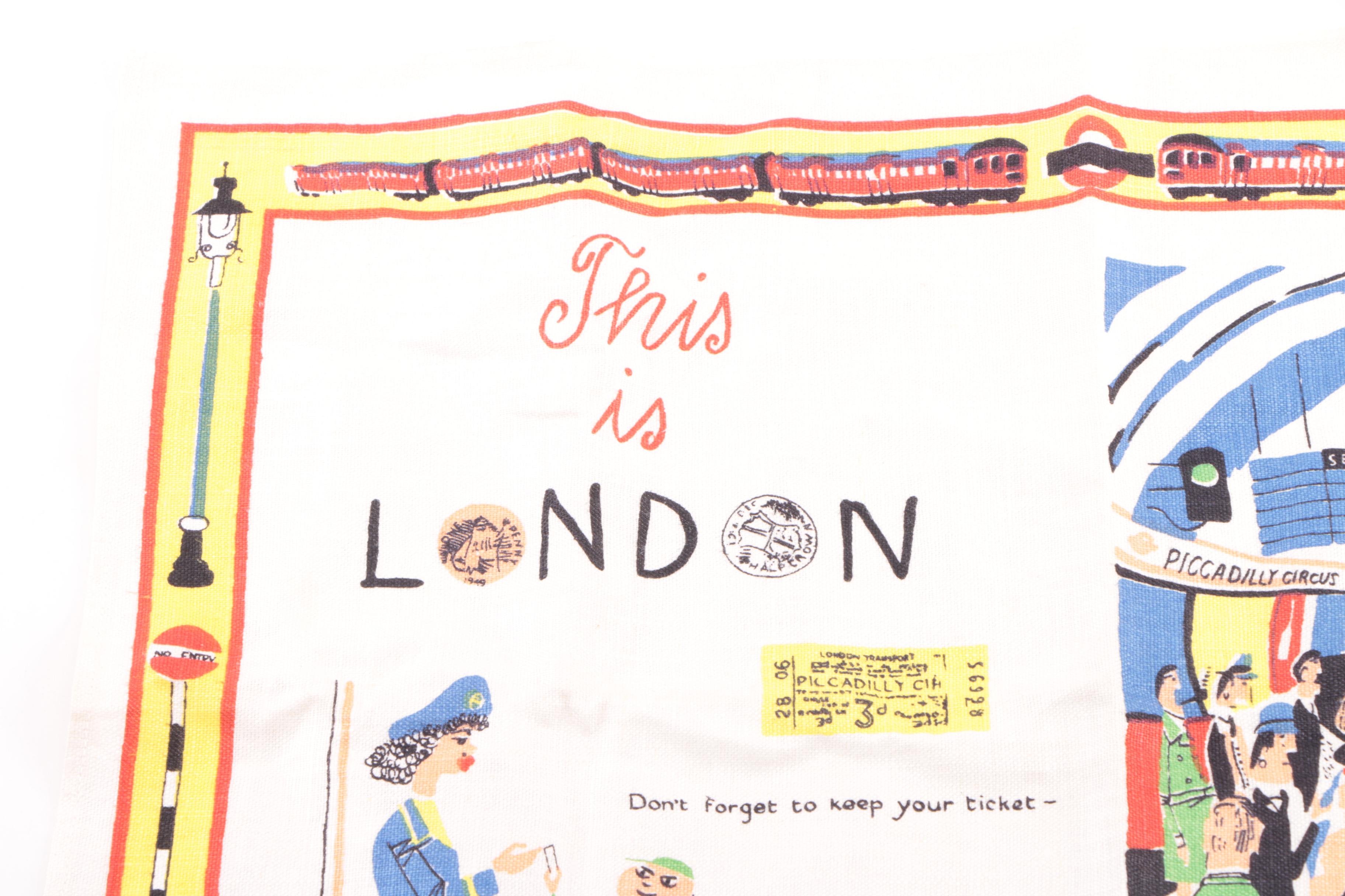 1950s This is London "Transport" Illustrated Tea Towel by Miroslav Sasek