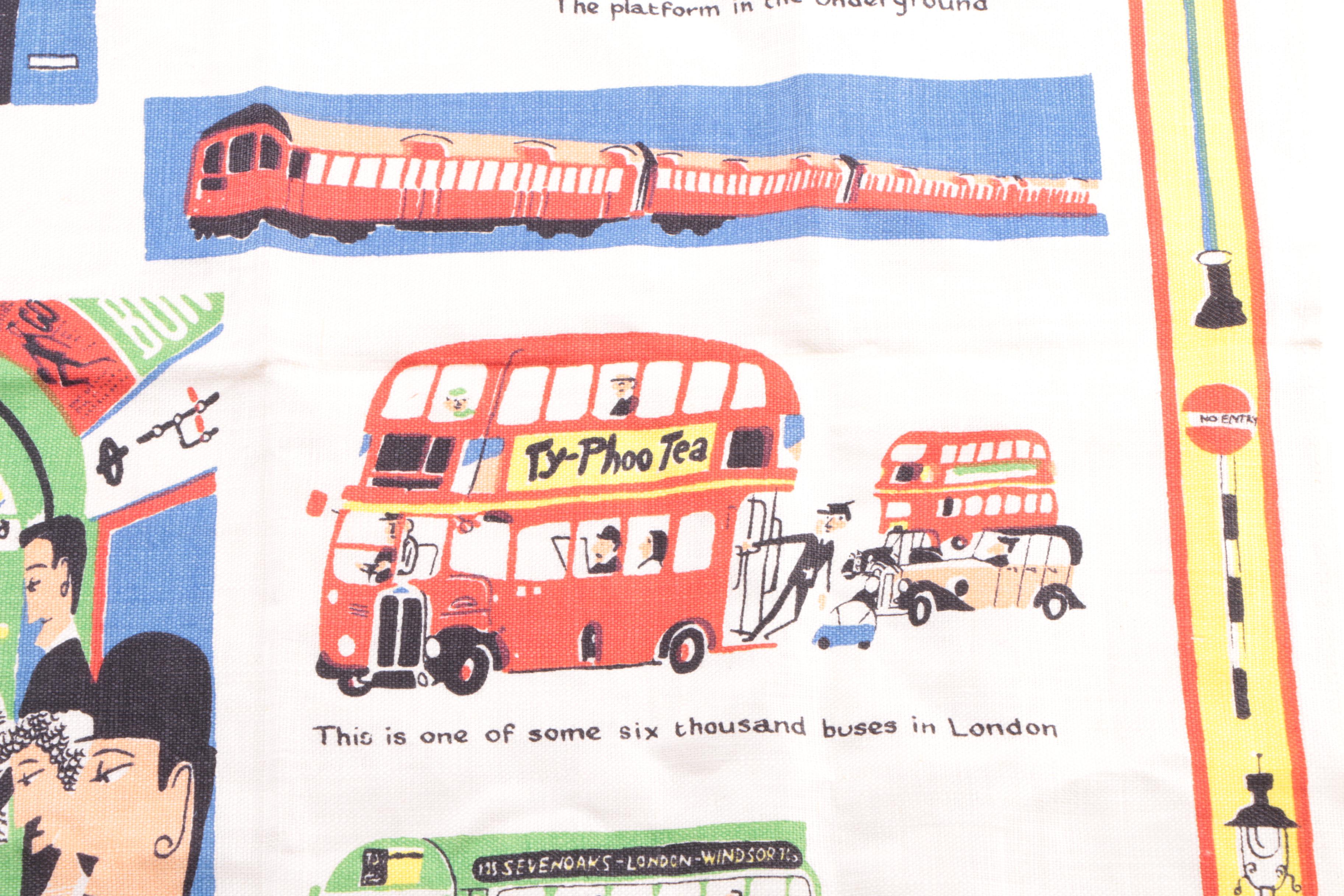 1950s This is London "Transport" Illustrated Tea Towel by Miroslav Sasek