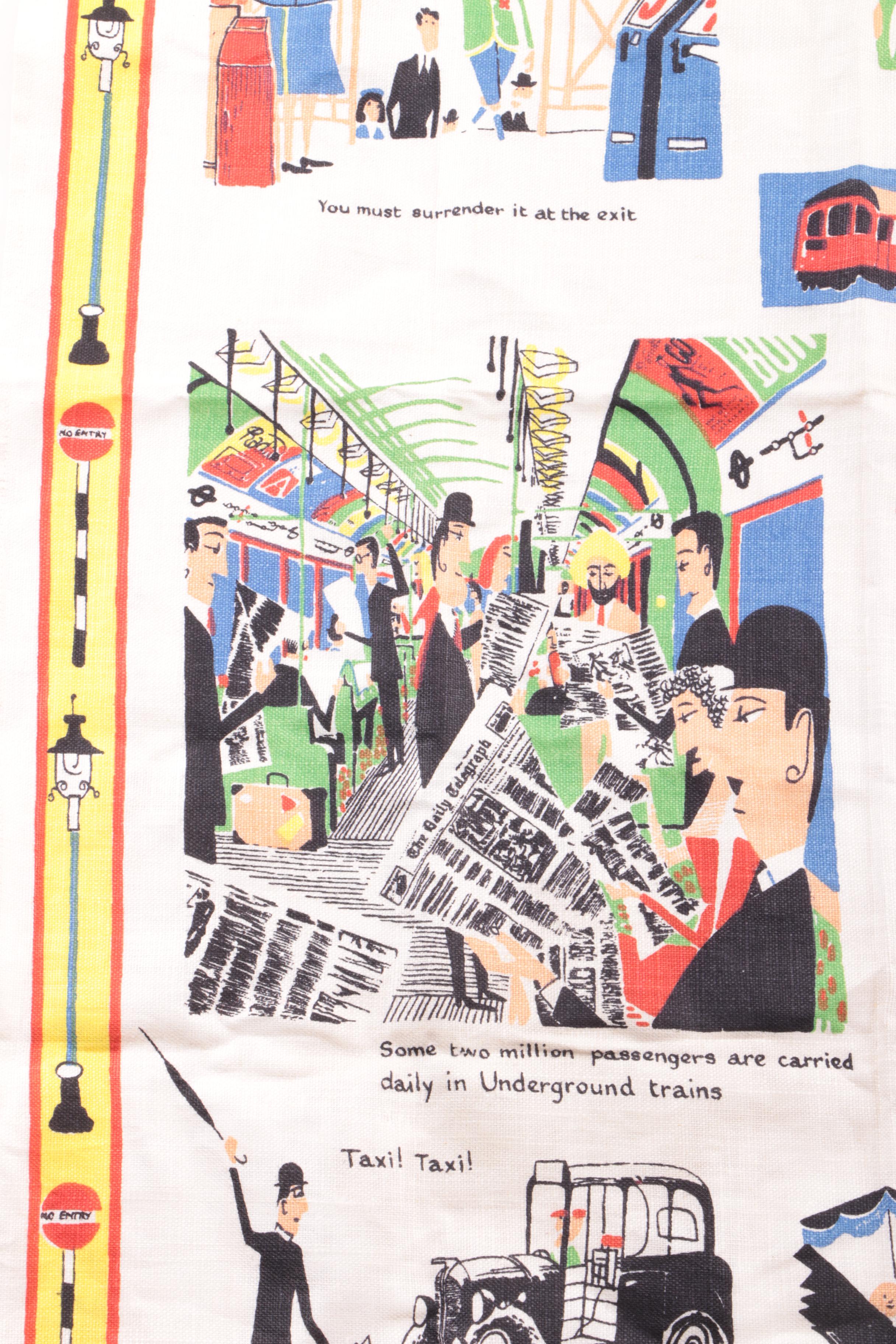 1950s This is London "Transport" Illustrated Tea Towel by Miroslav Sasek