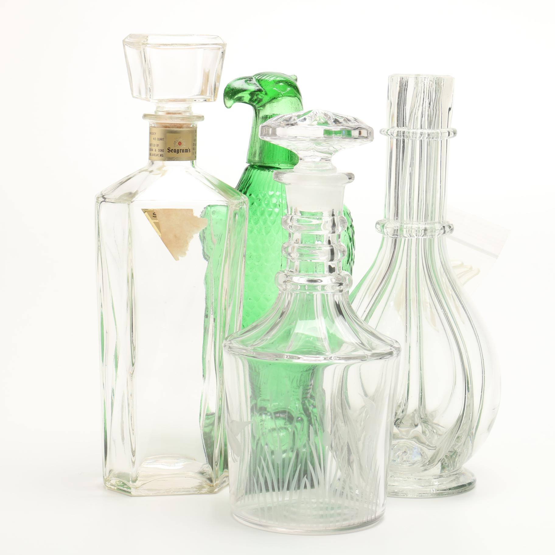 Decorative Decanters Featuring a French Blown Glass Four Chamber Decanter