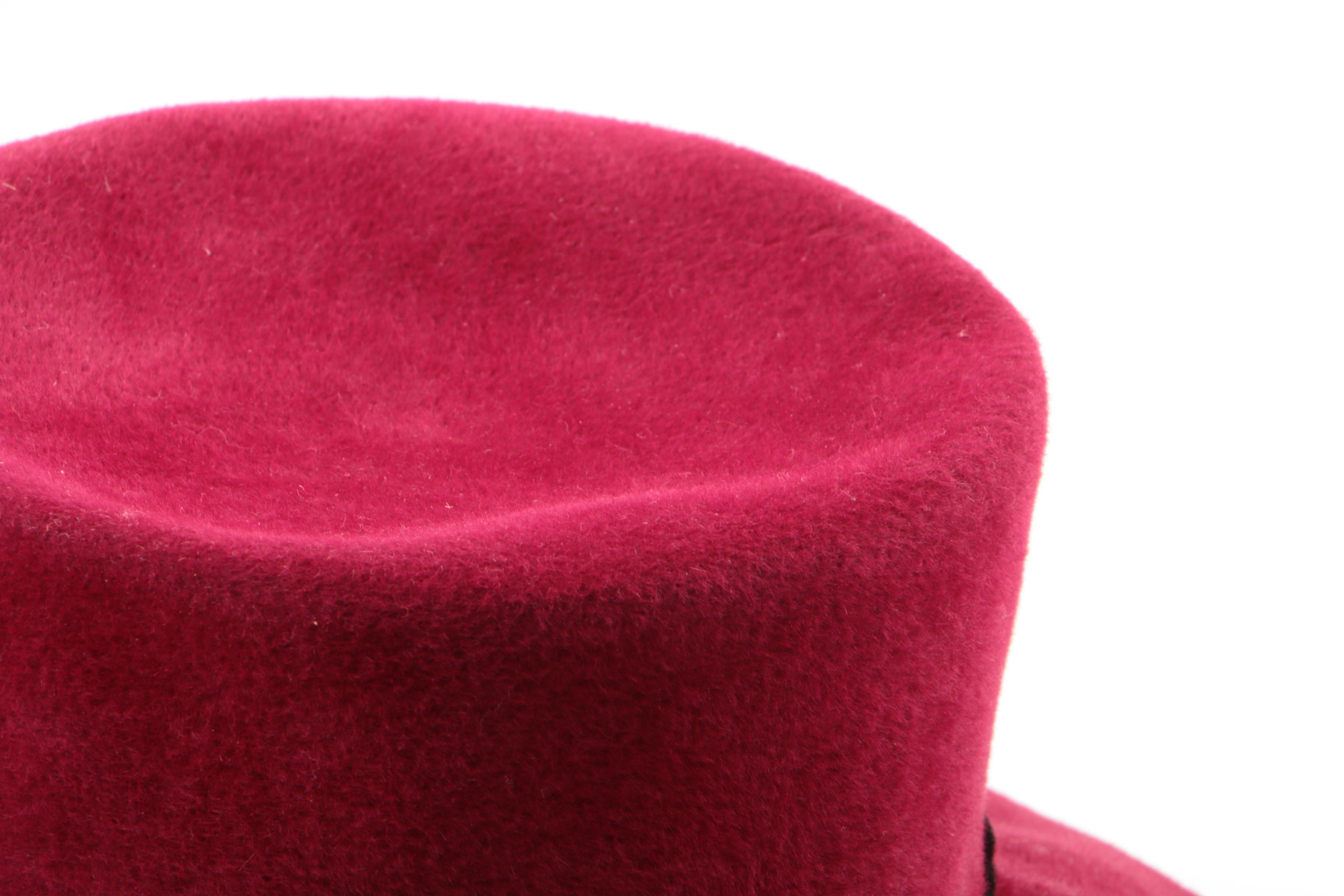 Dominique Mathe Red Felted Wool Wide Brim Hat