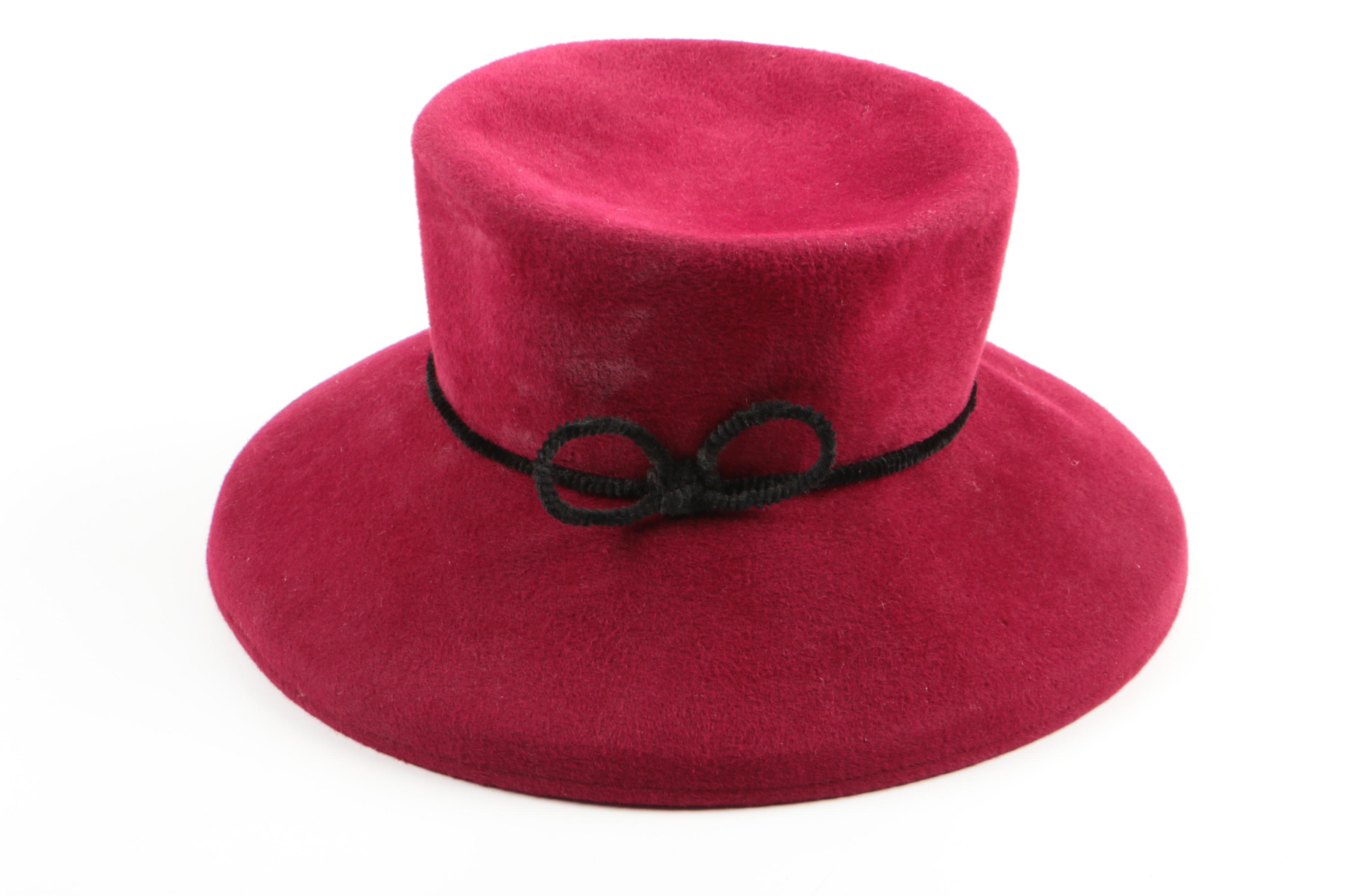 Dominique Mathe Red Felted Wool Wide Brim Hat