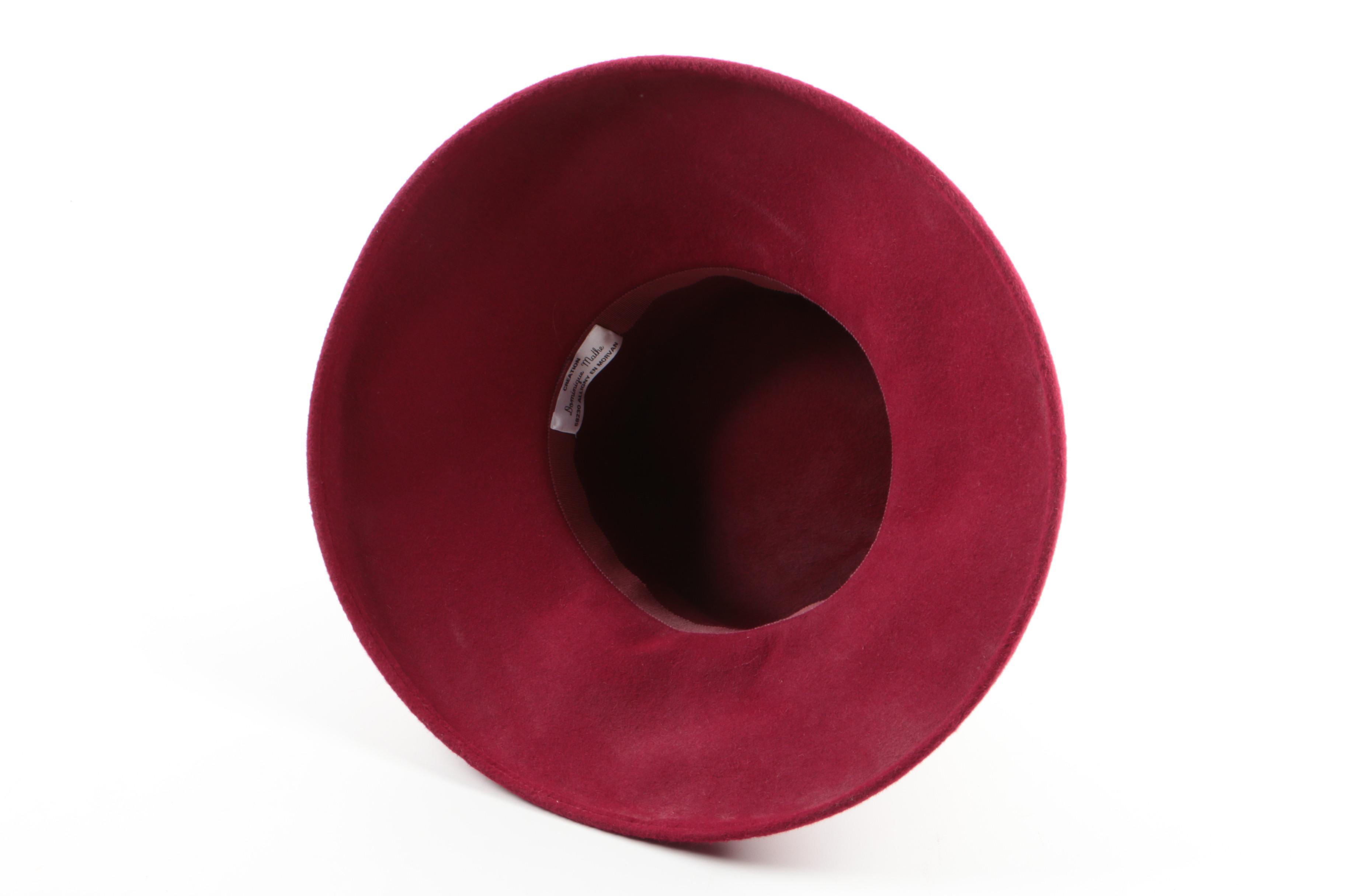 Dominique Mathe Red Felted Wool Wide Brim Hat