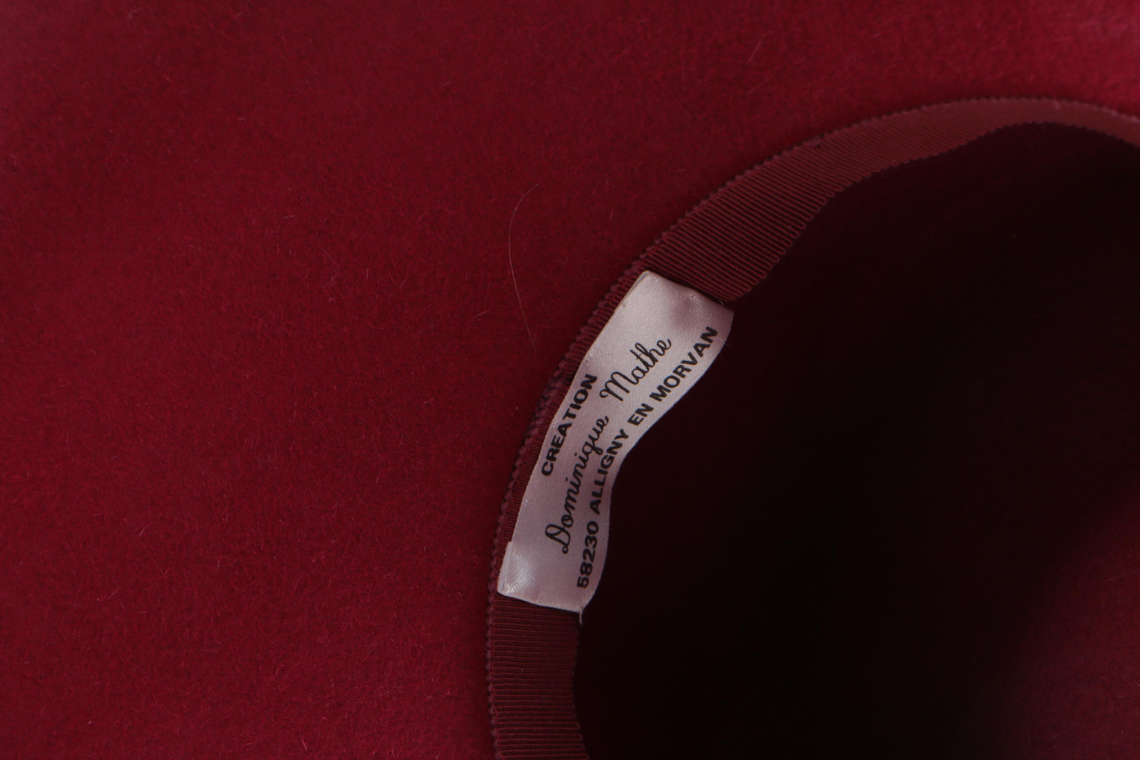 Dominique Mathe Red Felted Wool Wide Brim Hat