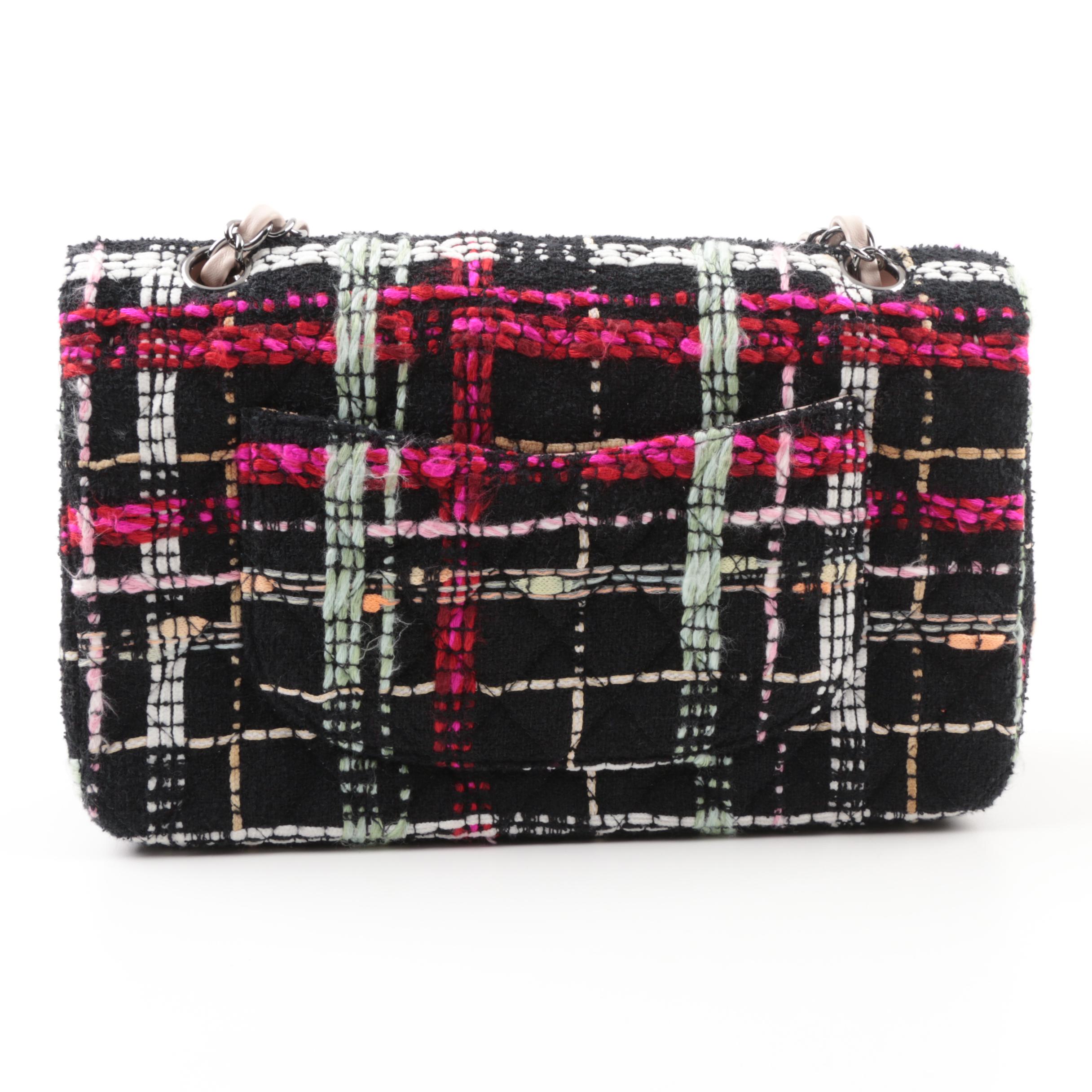 Chanel Black Tweed Medium Double Flap Handbag