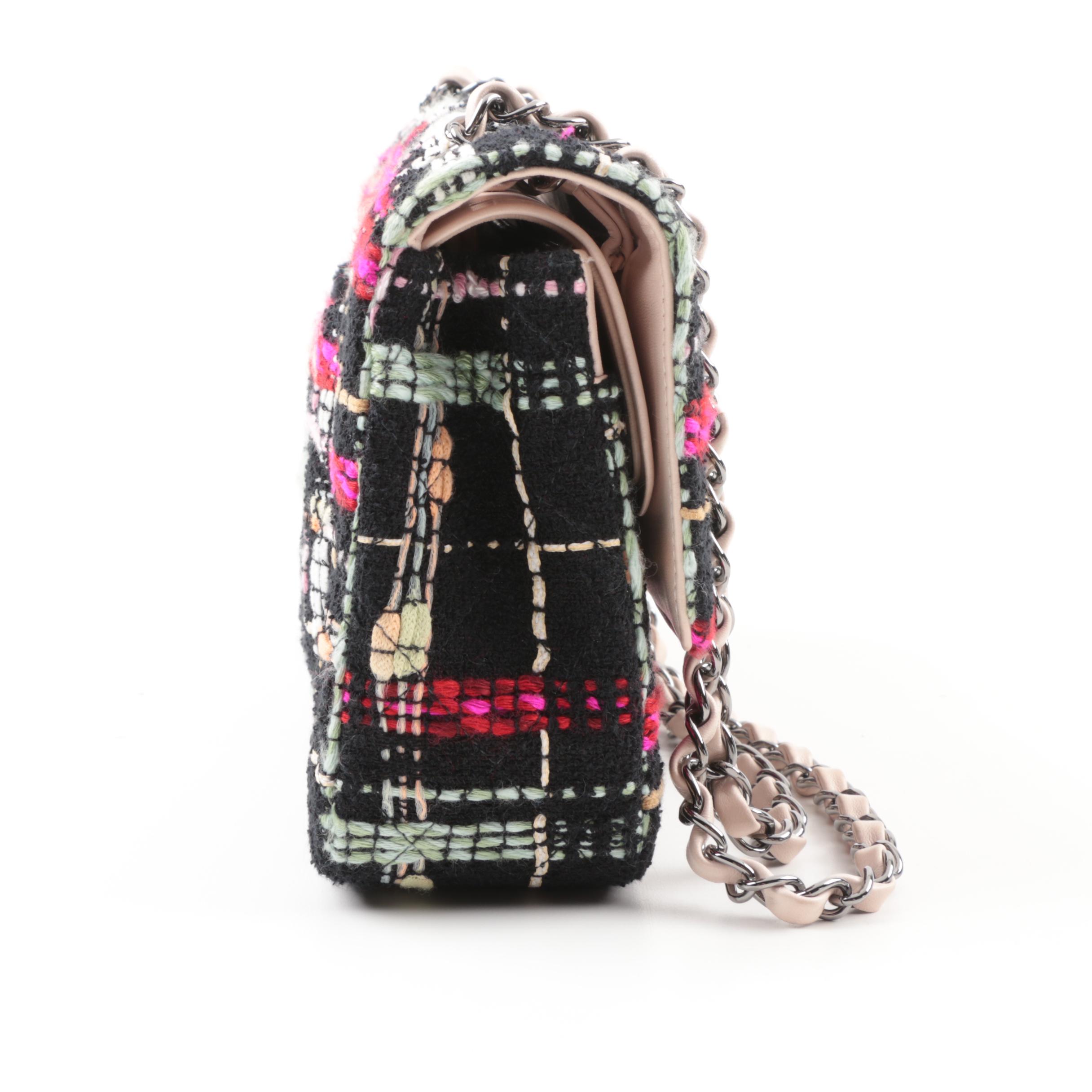 Chanel Black Tweed Medium Double Flap Handbag