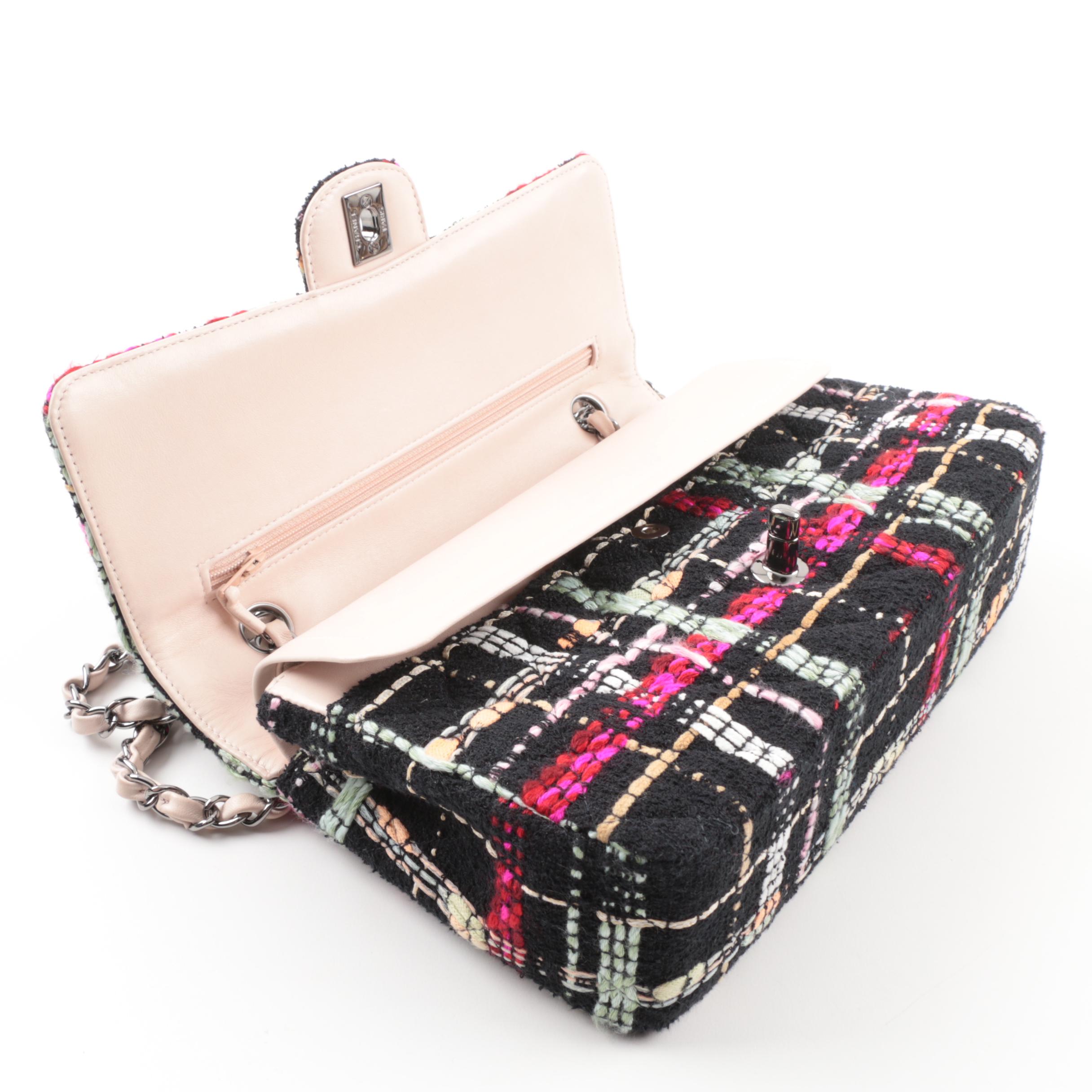 Chanel Black Tweed Medium Double Flap Handbag