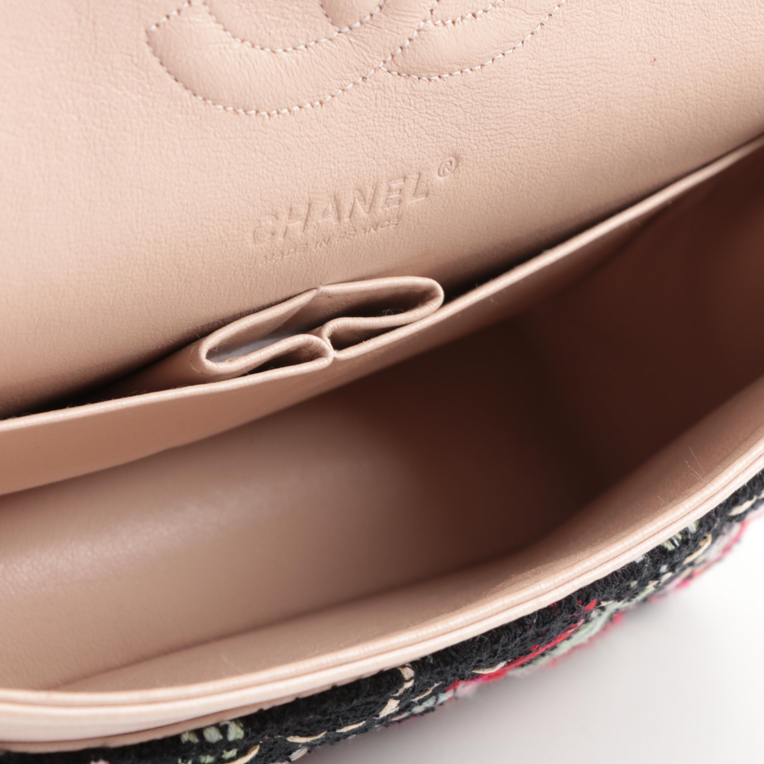 Chanel Black Tweed Medium Double Flap Handbag