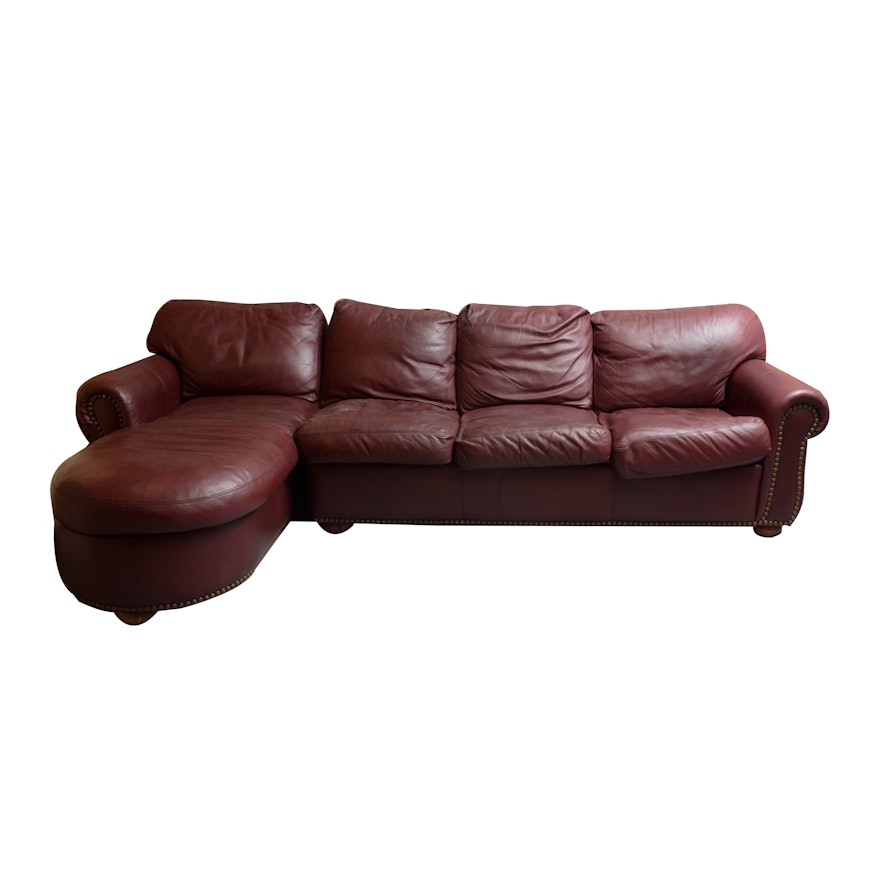 Leather Sofa with Chaise by American Leather