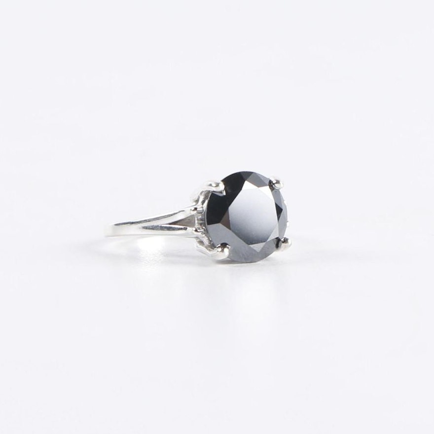 Sterling Silver 3.61 CT Black Diamond Ring