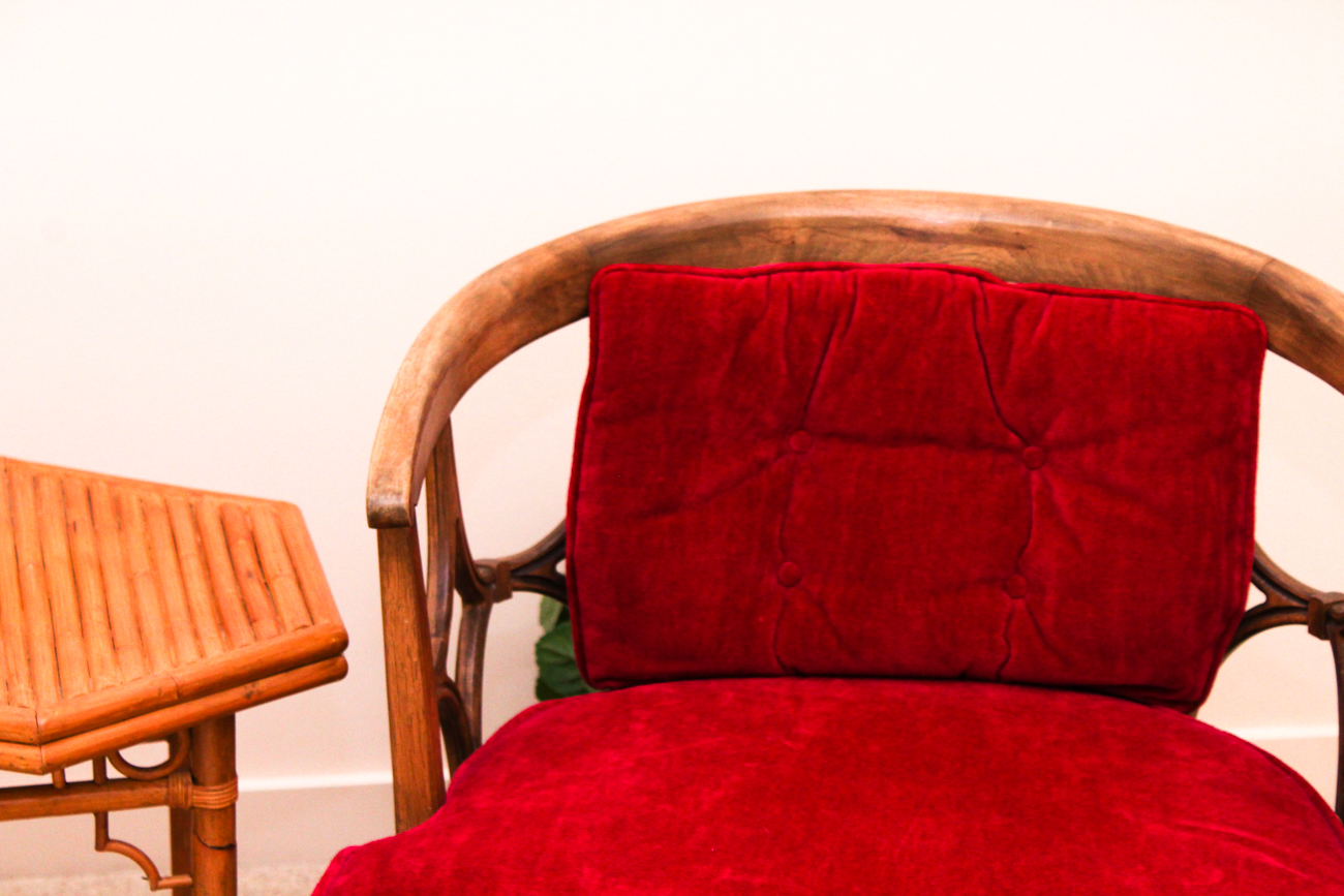 Vintage Tub Back Chairs and Rattan Accent Table