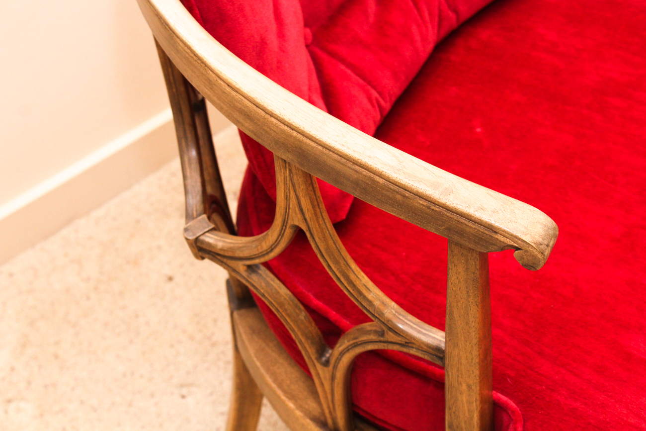 Vintage Tub Back Chairs and Rattan Accent Table