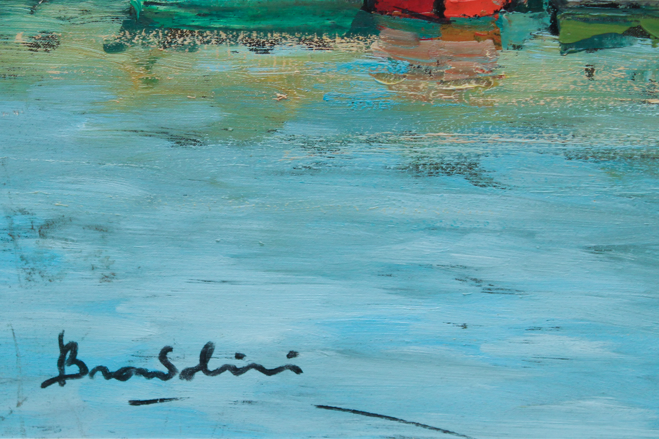 Signed Oil on Canvas of Seaside Village