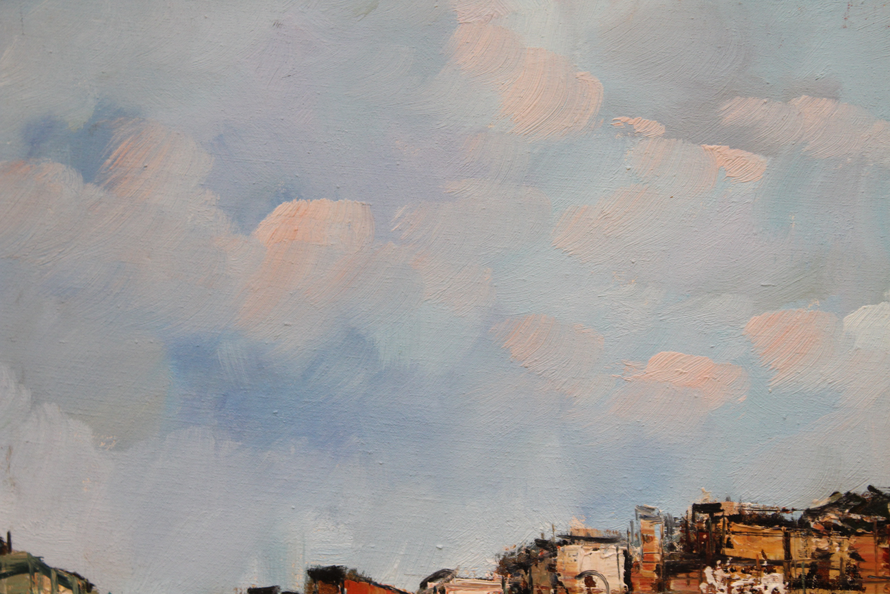 Signed Oil on Canvas of Seaside Village