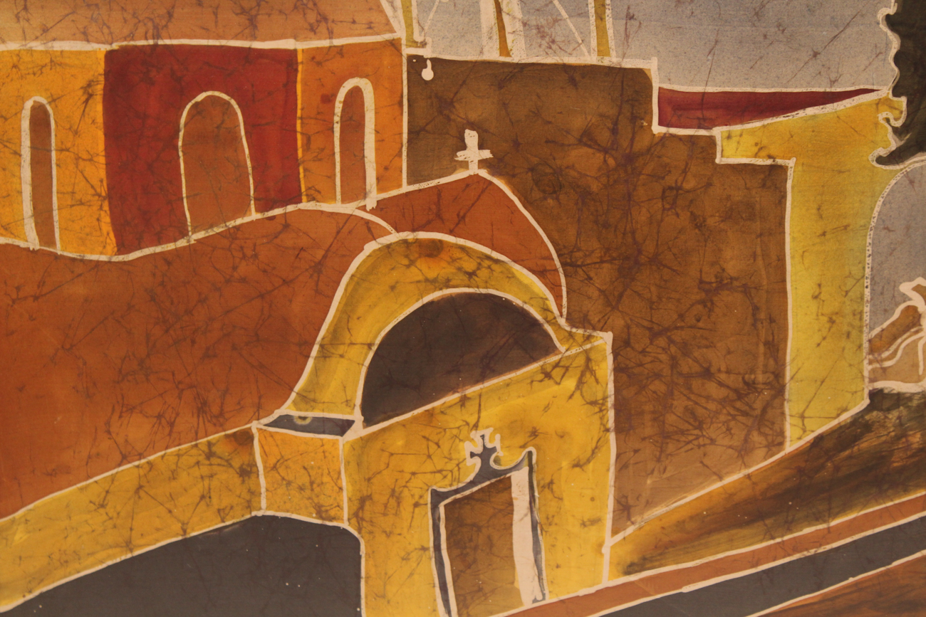 Framed and Signed Batik Painting on Silk