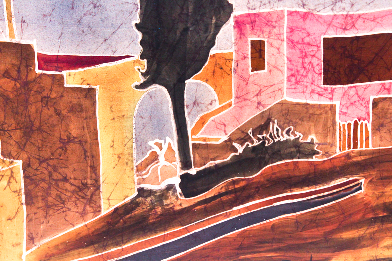 Framed and Signed Batik Painting on Silk