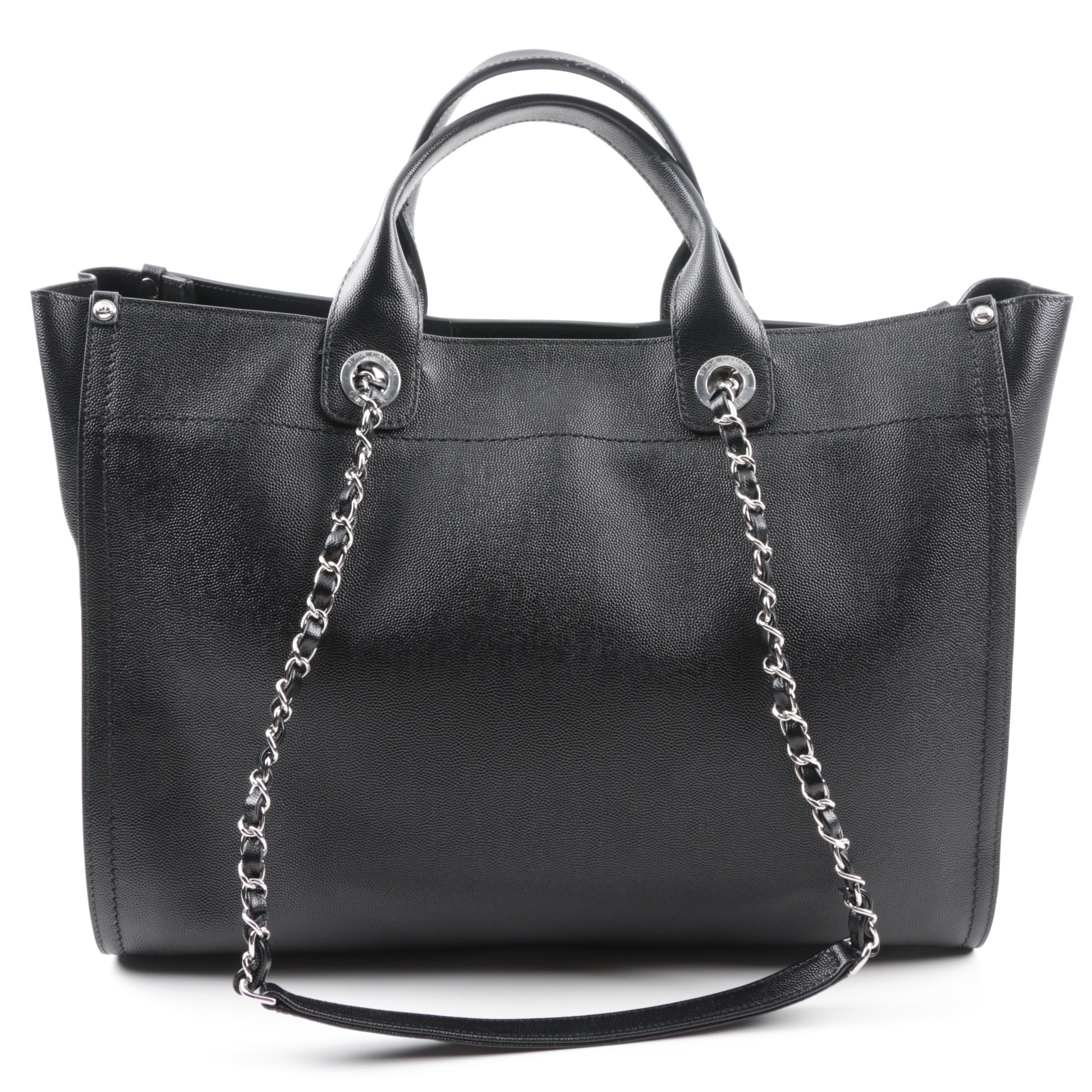 Chanel Studded Black Calfskin Deauville Medium Shopping Tote, Spring 2018