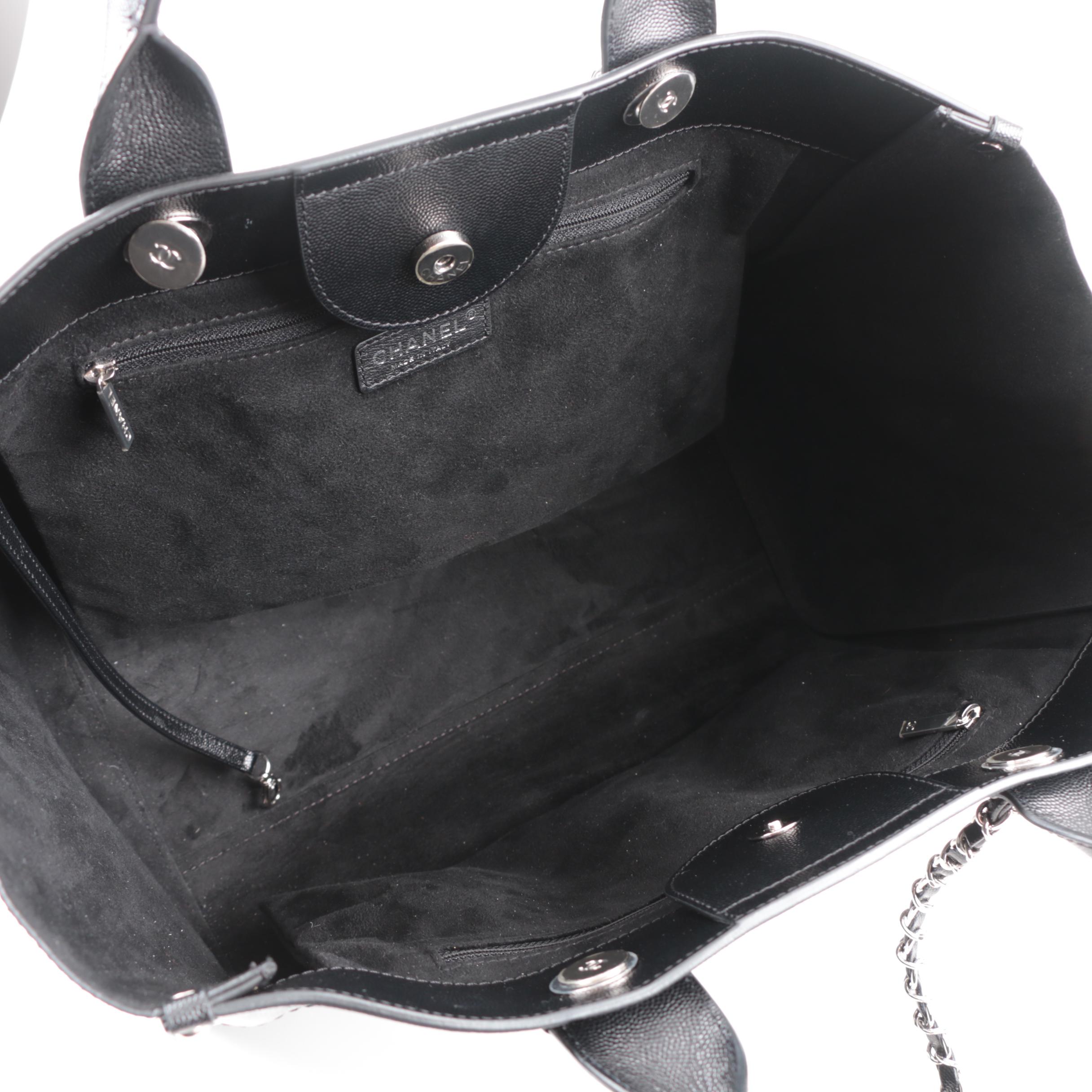 Chanel Studded Black Calfskin Deauville Medium Shopping Tote, Spring 2018