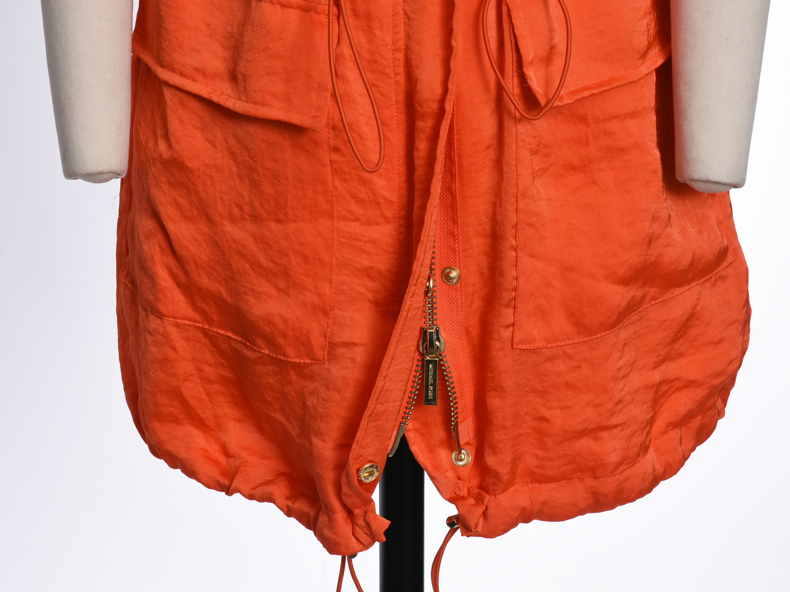 Michael Kors Orange Hooded Anorak Spring Jacket with Cinched Waist