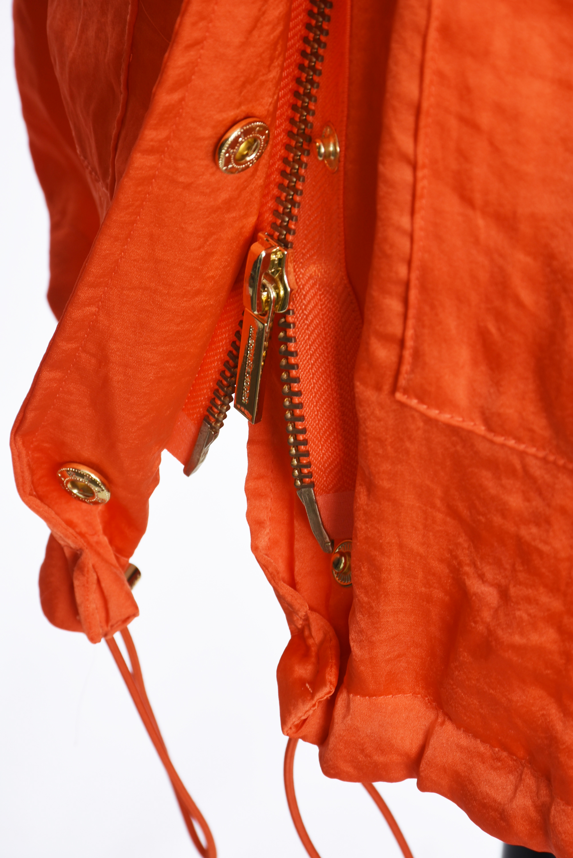Michael Kors Orange Hooded Anorak Spring Jacket with Cinched Waist