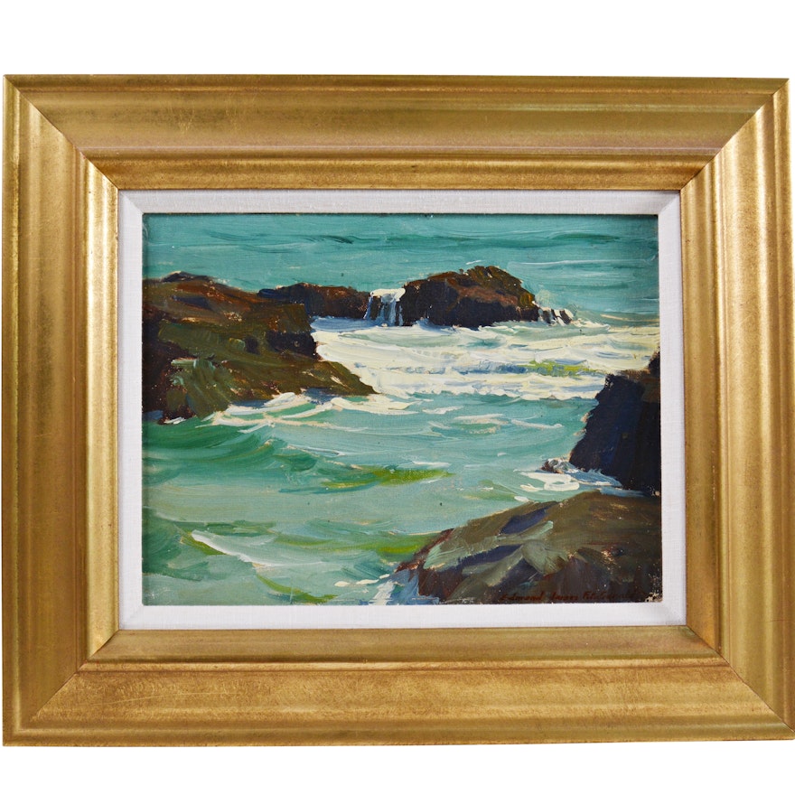 Edmond J. Fitzgerald Original Oil Painting of Ocean Scene