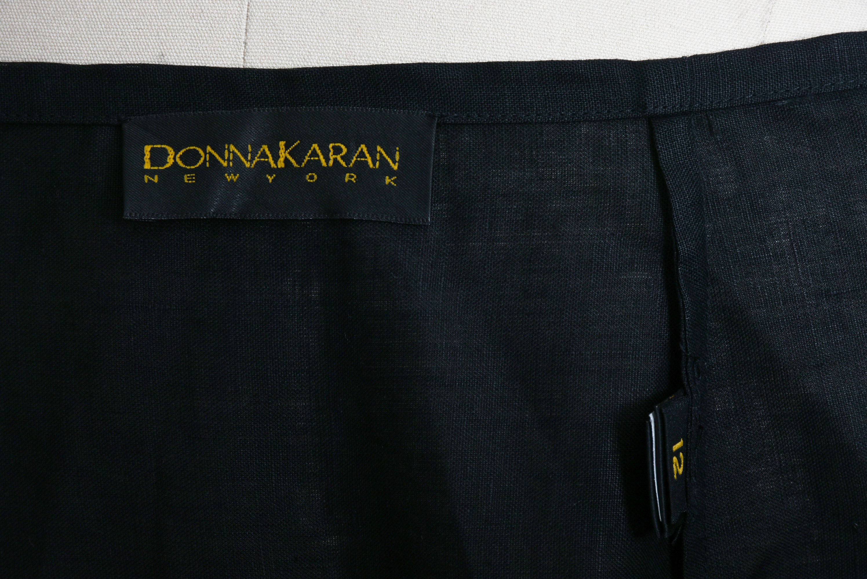 Donna Kara Black Linen Sarong Wrap Skirt with Golden Disc Accents