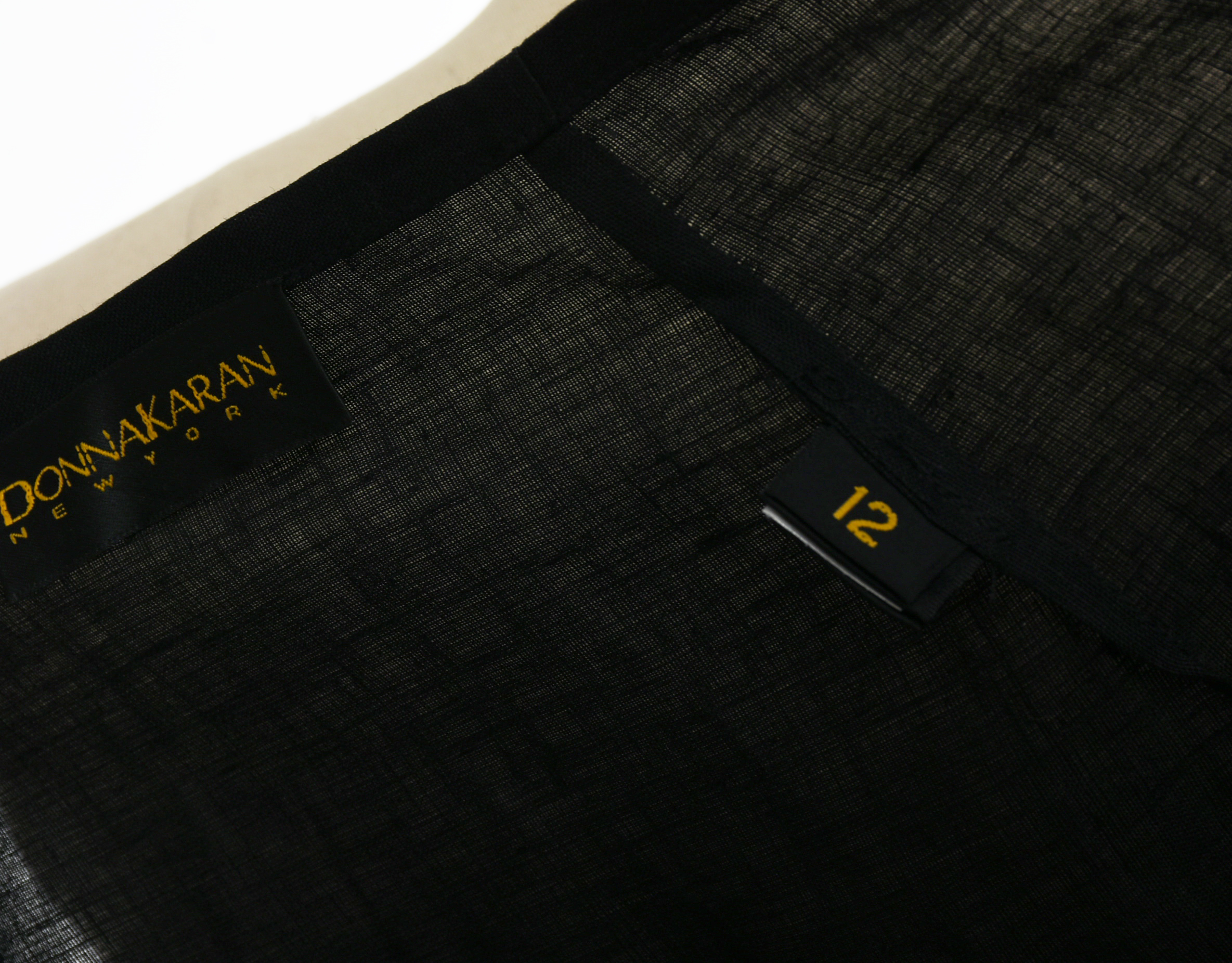 Donna Kara Black Linen Sarong Wrap Skirt with Golden Disc Accents