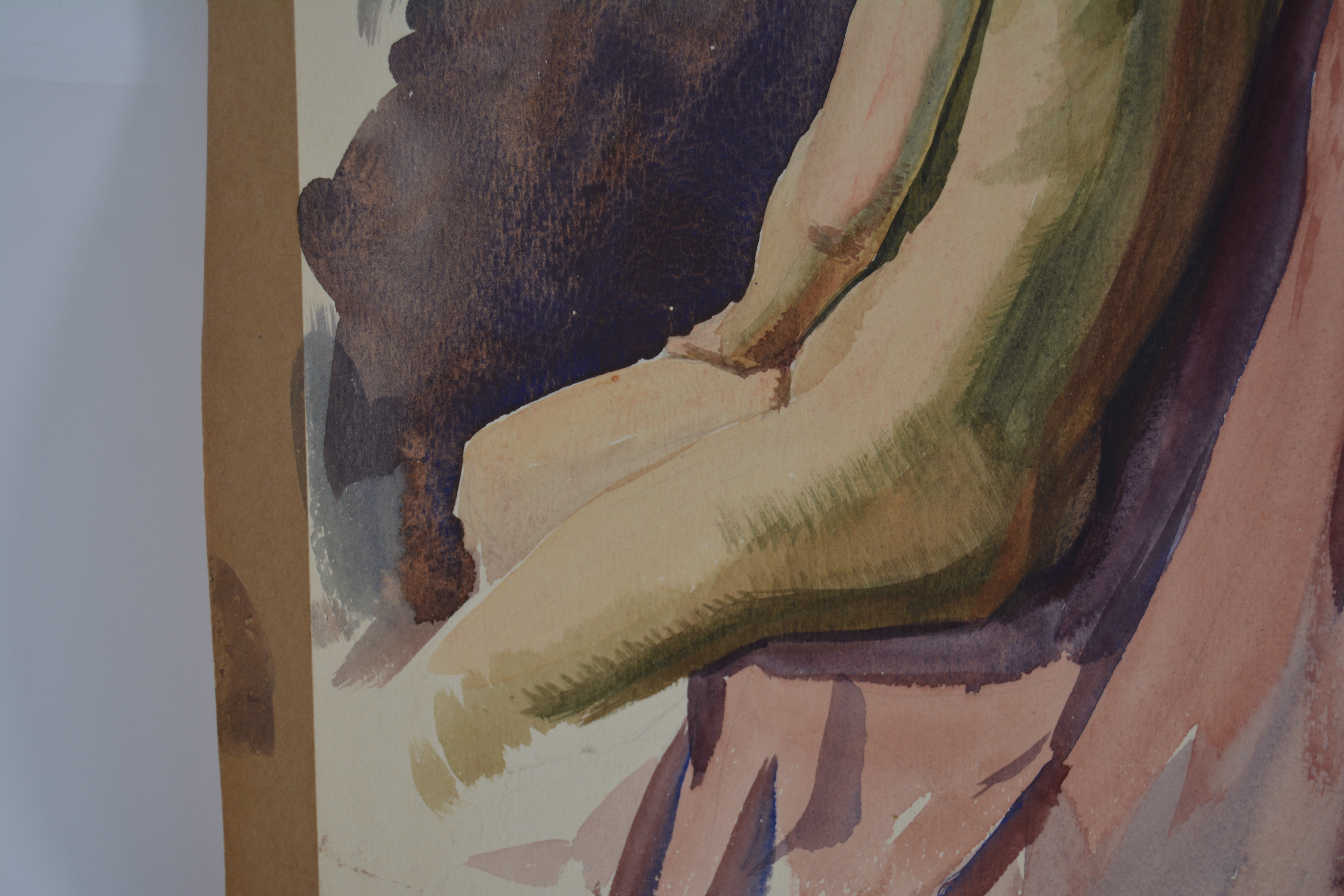 Edmond J. Fitzgerald Original Watercolor Seated Nude Woman