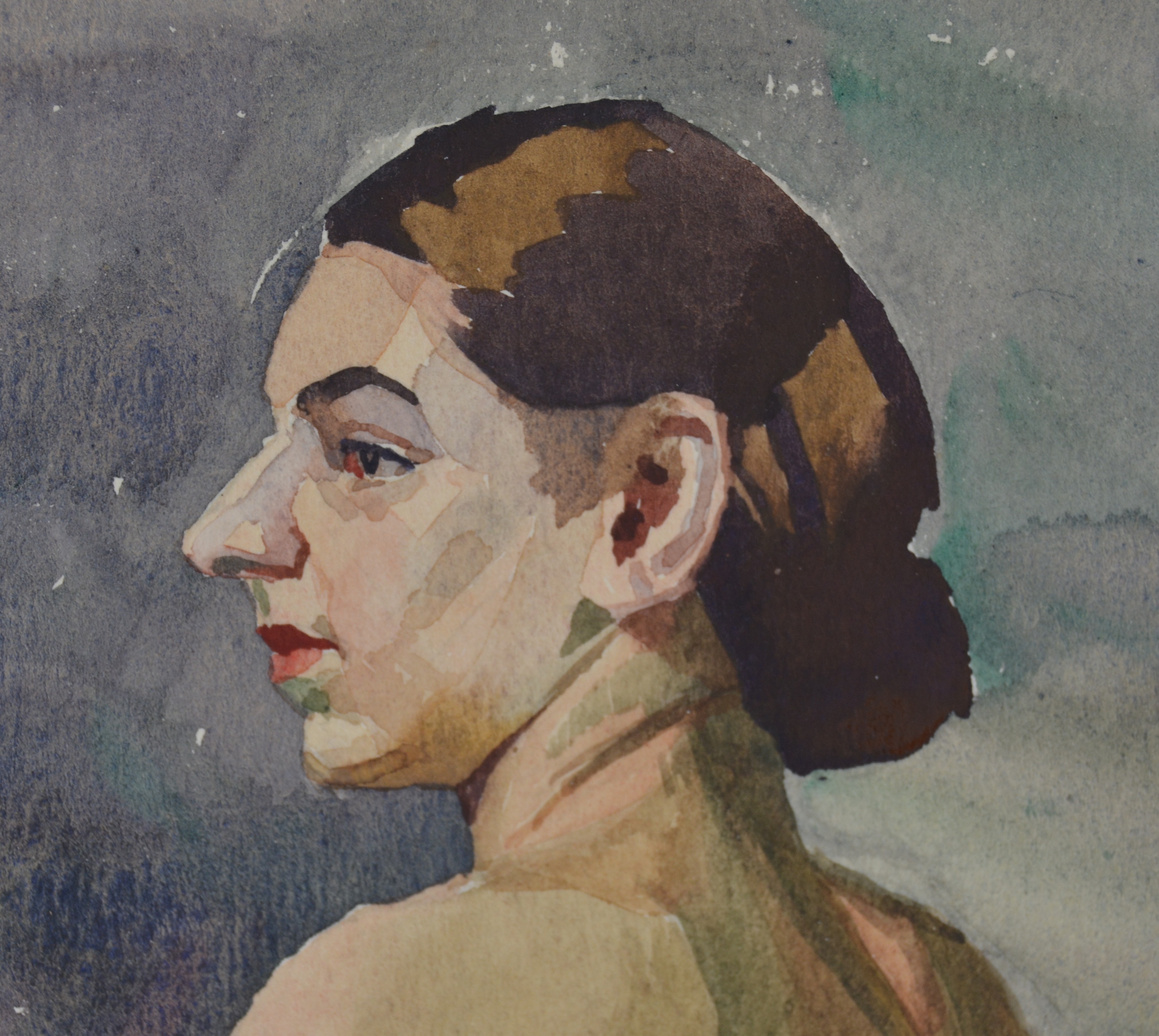 Edmond J. Fitzgerald Original Watercolor Seated Nude Woman