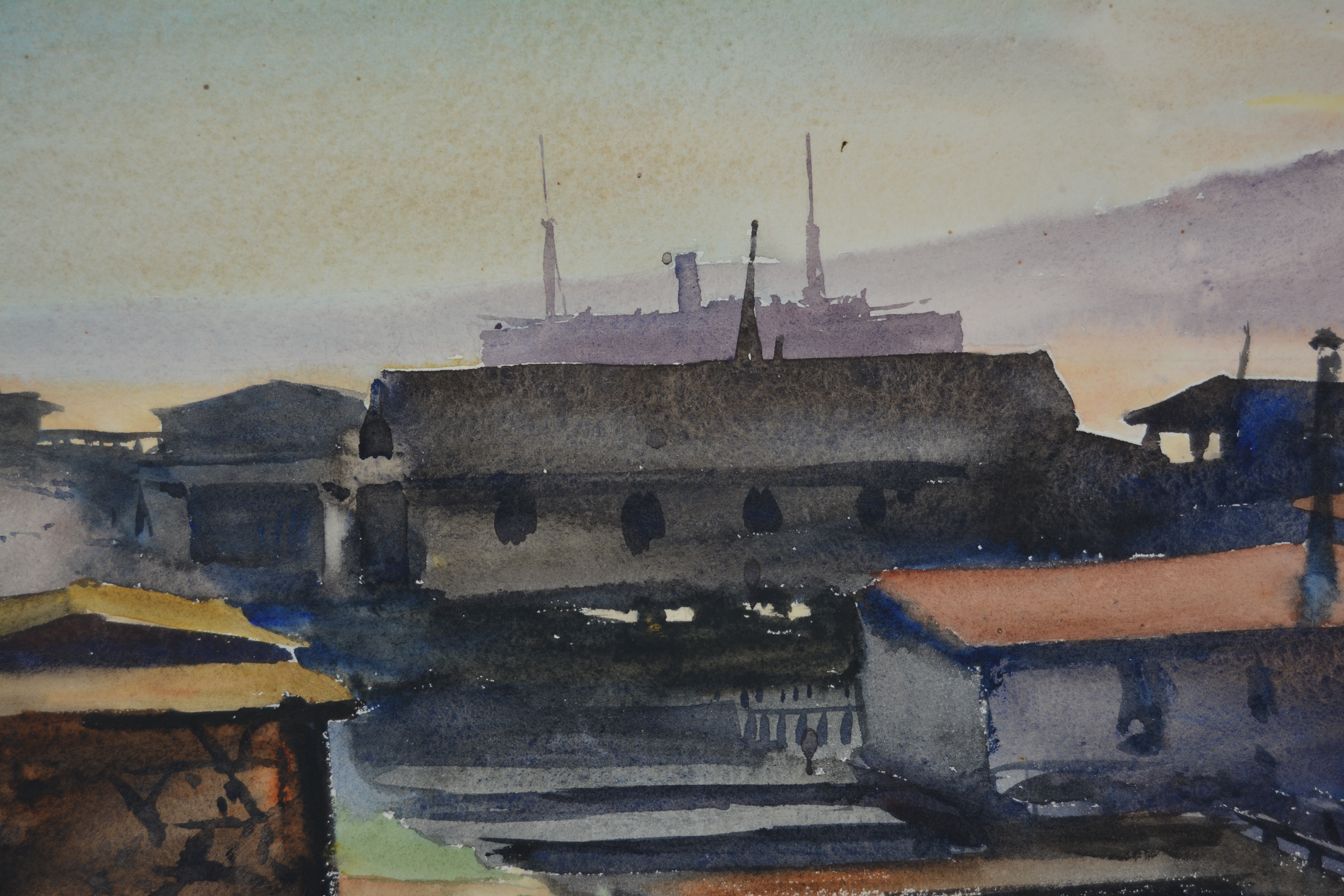Edmond J. Fitzgerald Original Watercolor "Lake Union Seattle"
